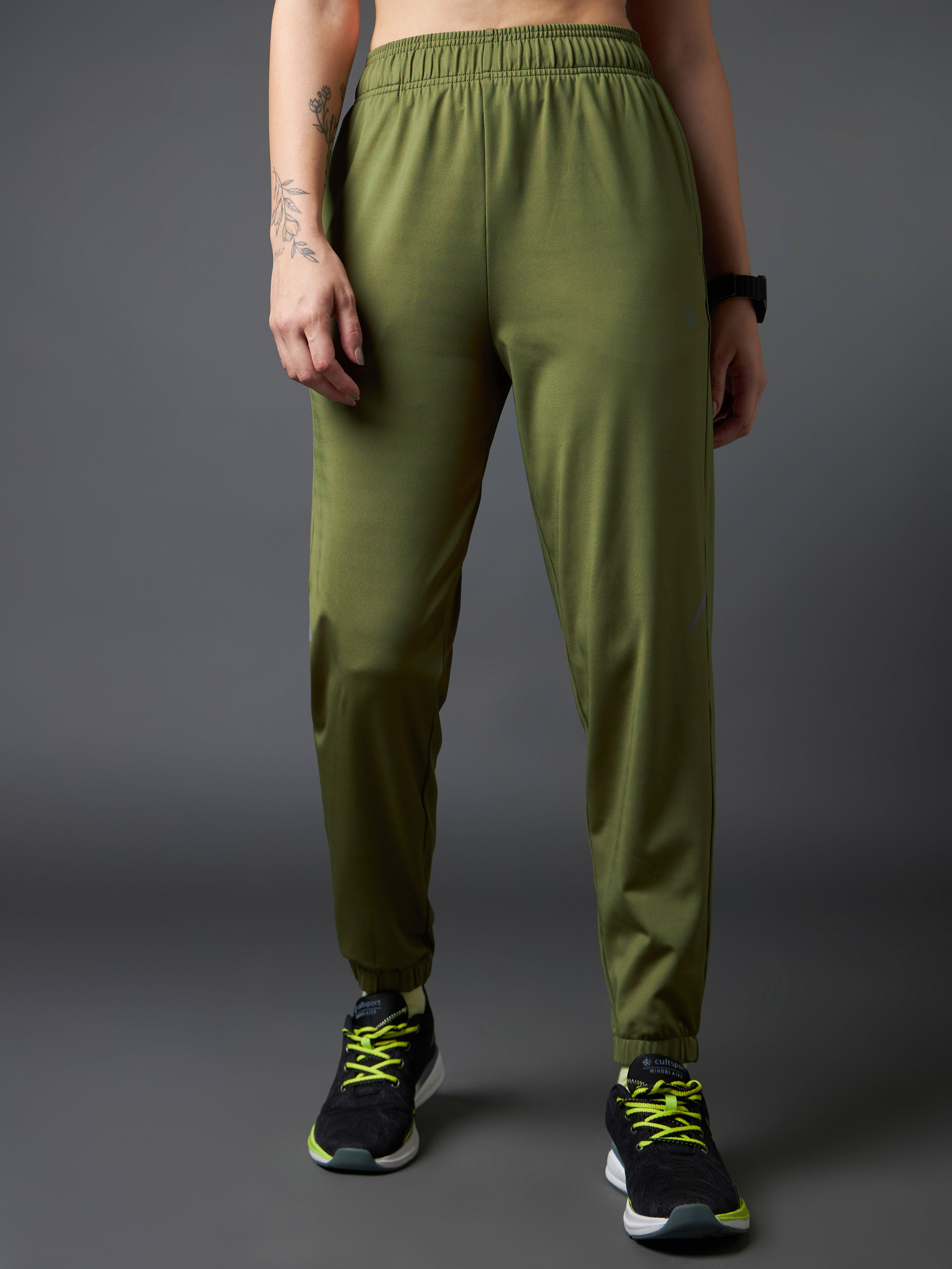 Women's Olive Iconic Running Joggers