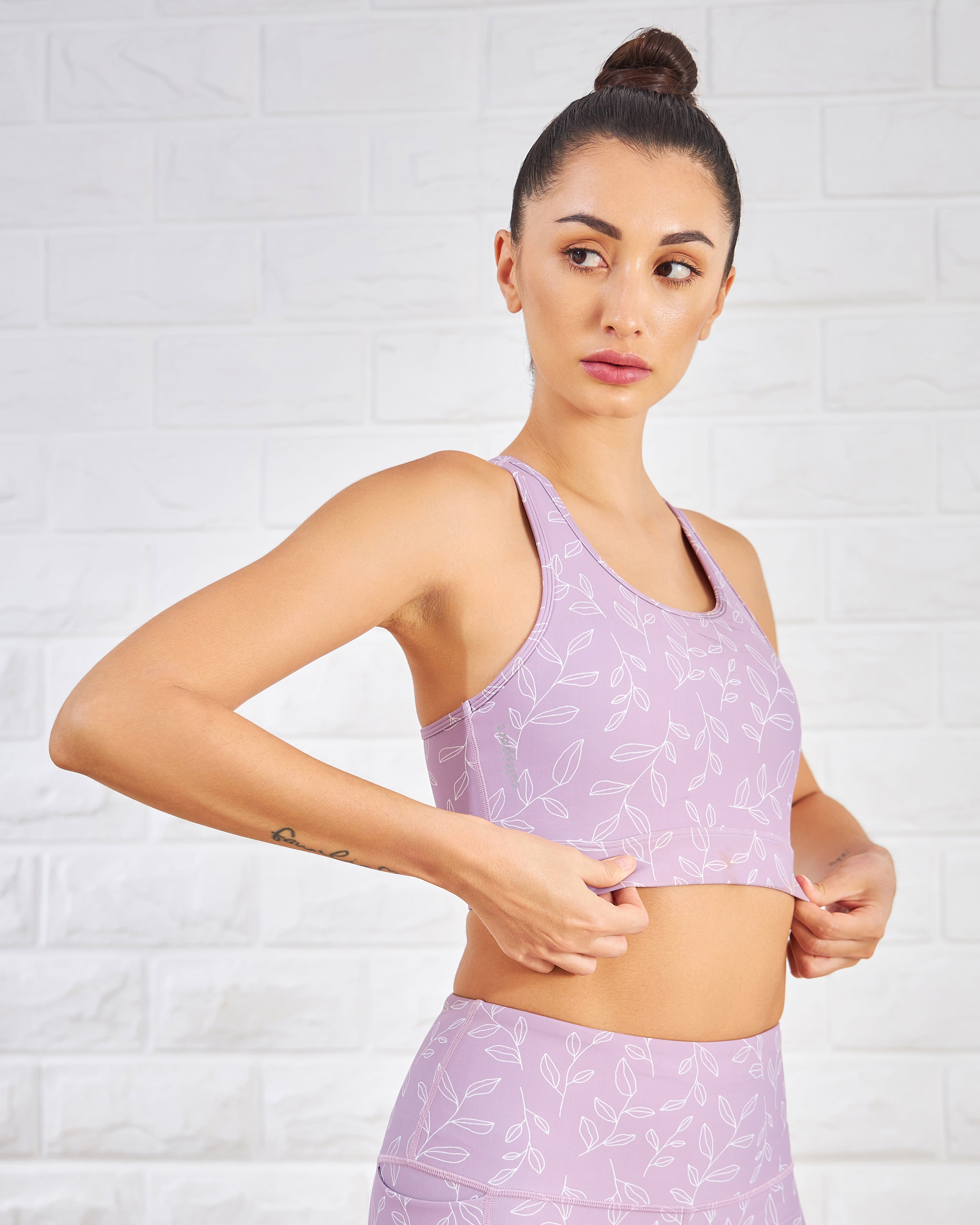 Leaf Print Medium Impact Sports Bra