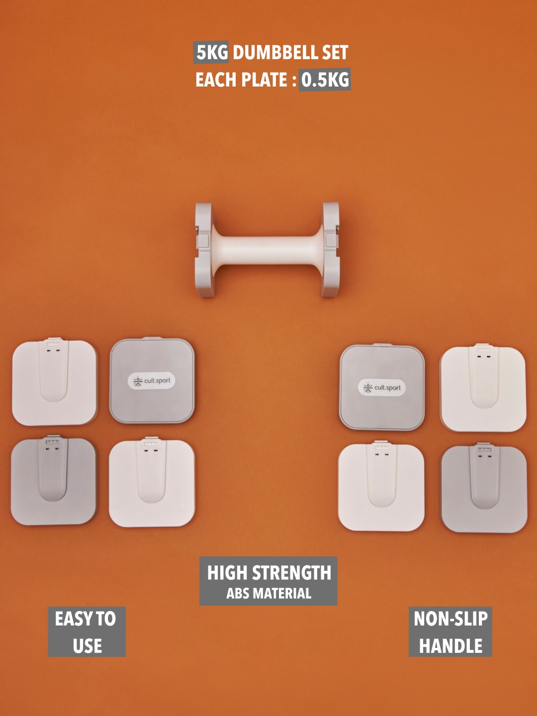 Cultsport Derby, Pack of 2 Adjustable Dumbbell for Strength Workout at Home (Grey), 6 Months Warranty