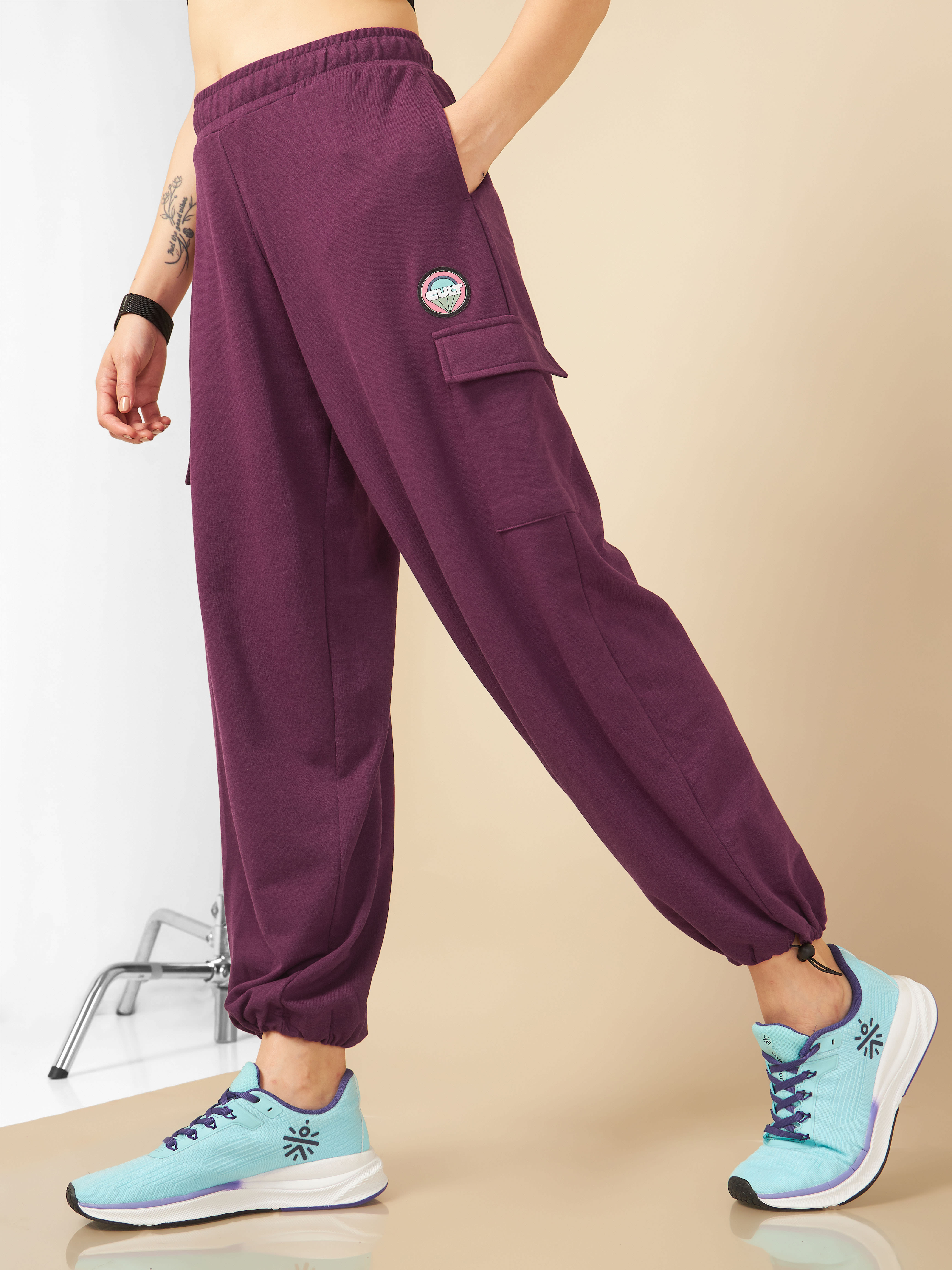 Women Maroon Club Utility Joggers
