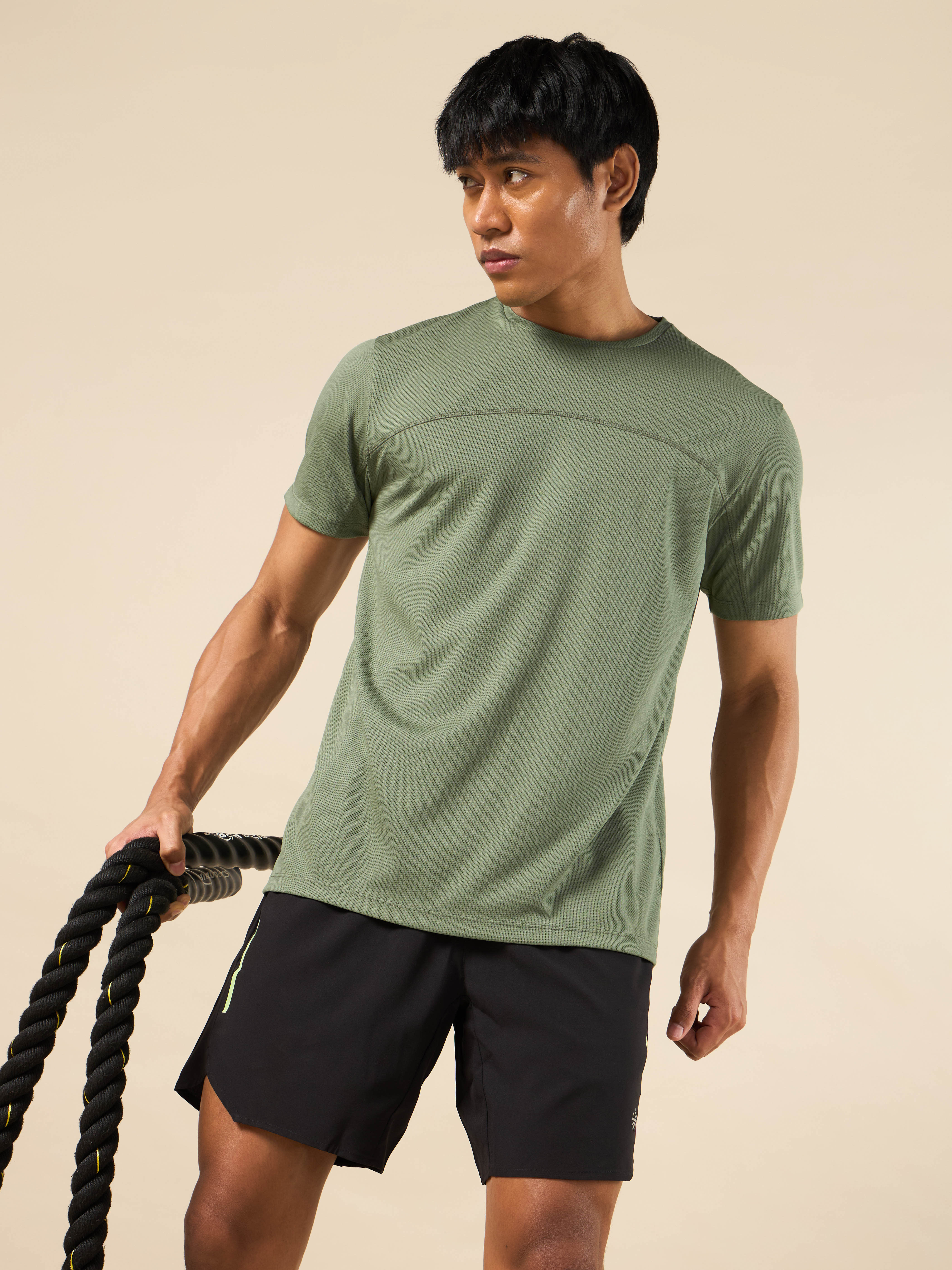 Men Olive Gear Up Performance T-shirt