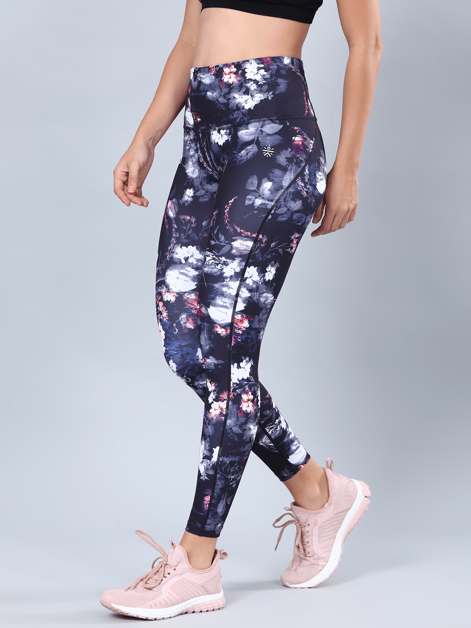 AbsoluteFit Black Floral Workout Leggings