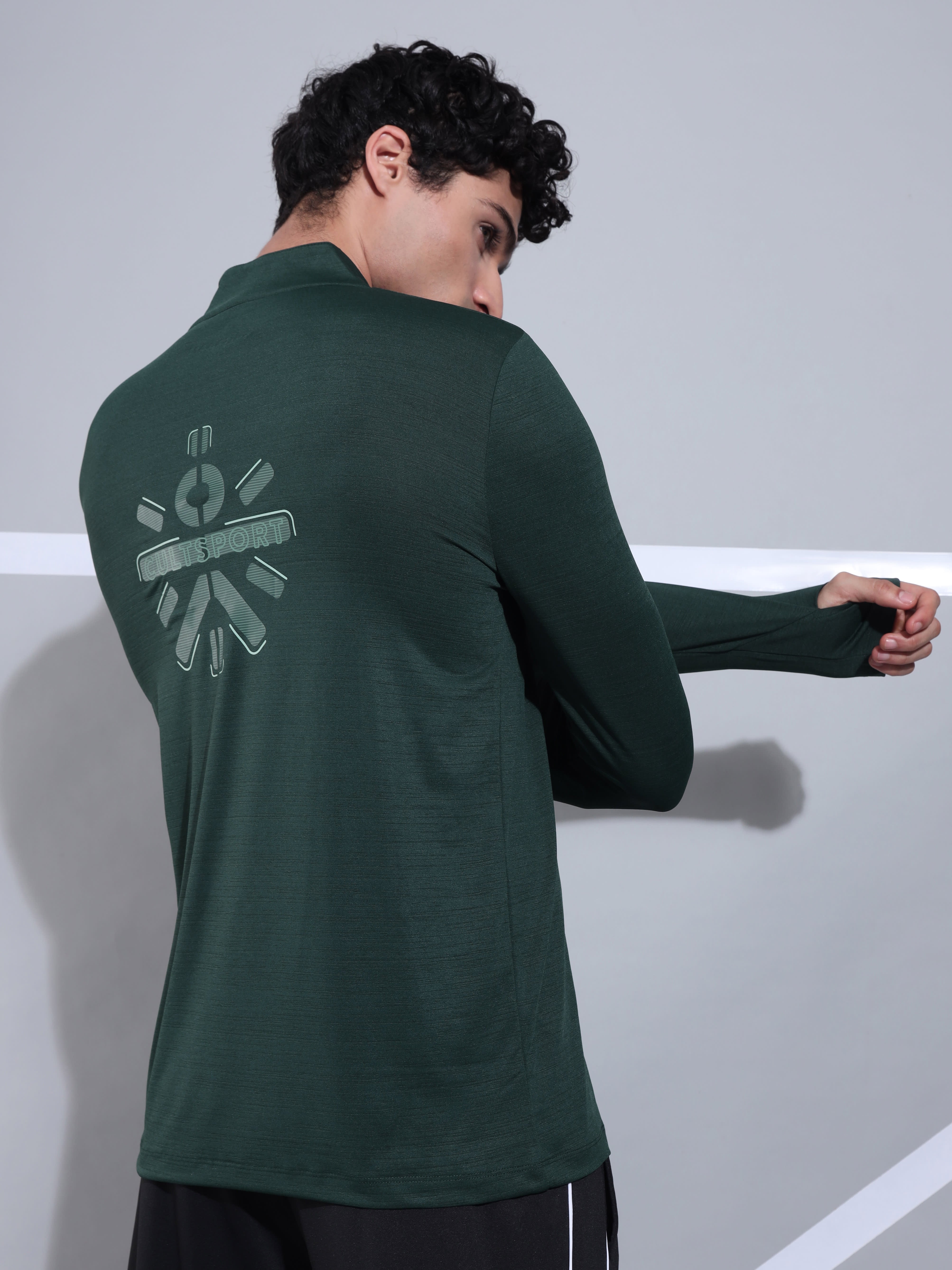 High Neck Active T-shirt with Graphic Print