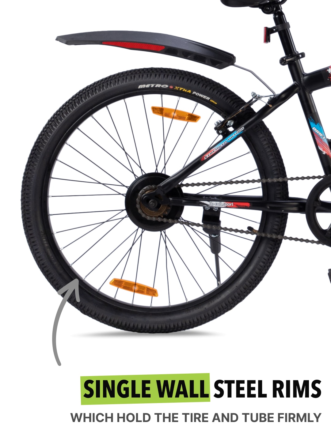 ROKKPRO24TBLACK Steel Single Speed 24 inch Mountain Cycle with Single Wall Rim and Rigid Fork