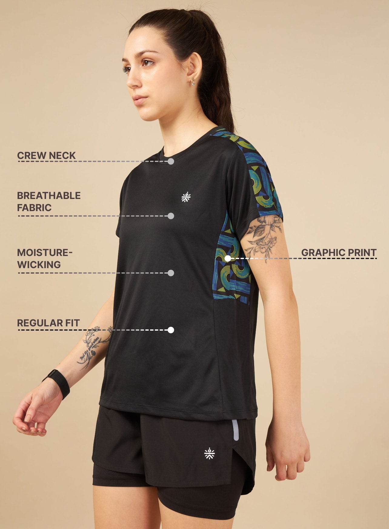 Panelled T-shirt with Sleeve Taping