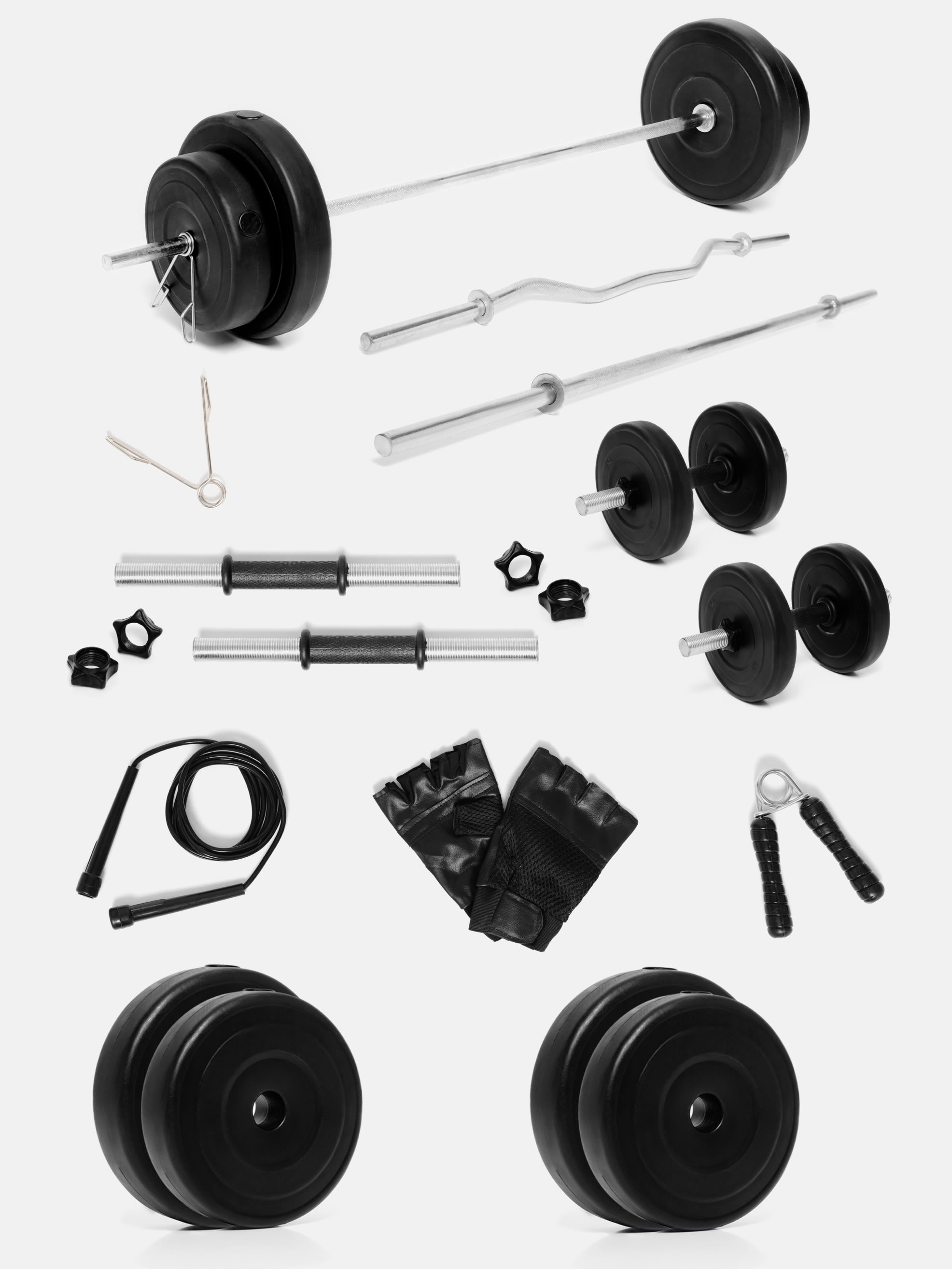 30 kg PVC Curl, Straight Rod Home Gym Combo