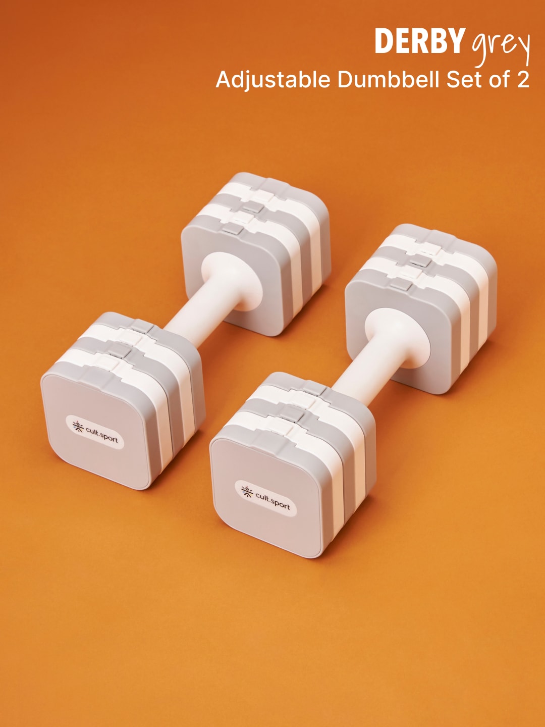 Cultsport Derby, Pack of 2 Adjustable Dumbbell for Strength Workout at Home (Grey), 6 Months Warranty