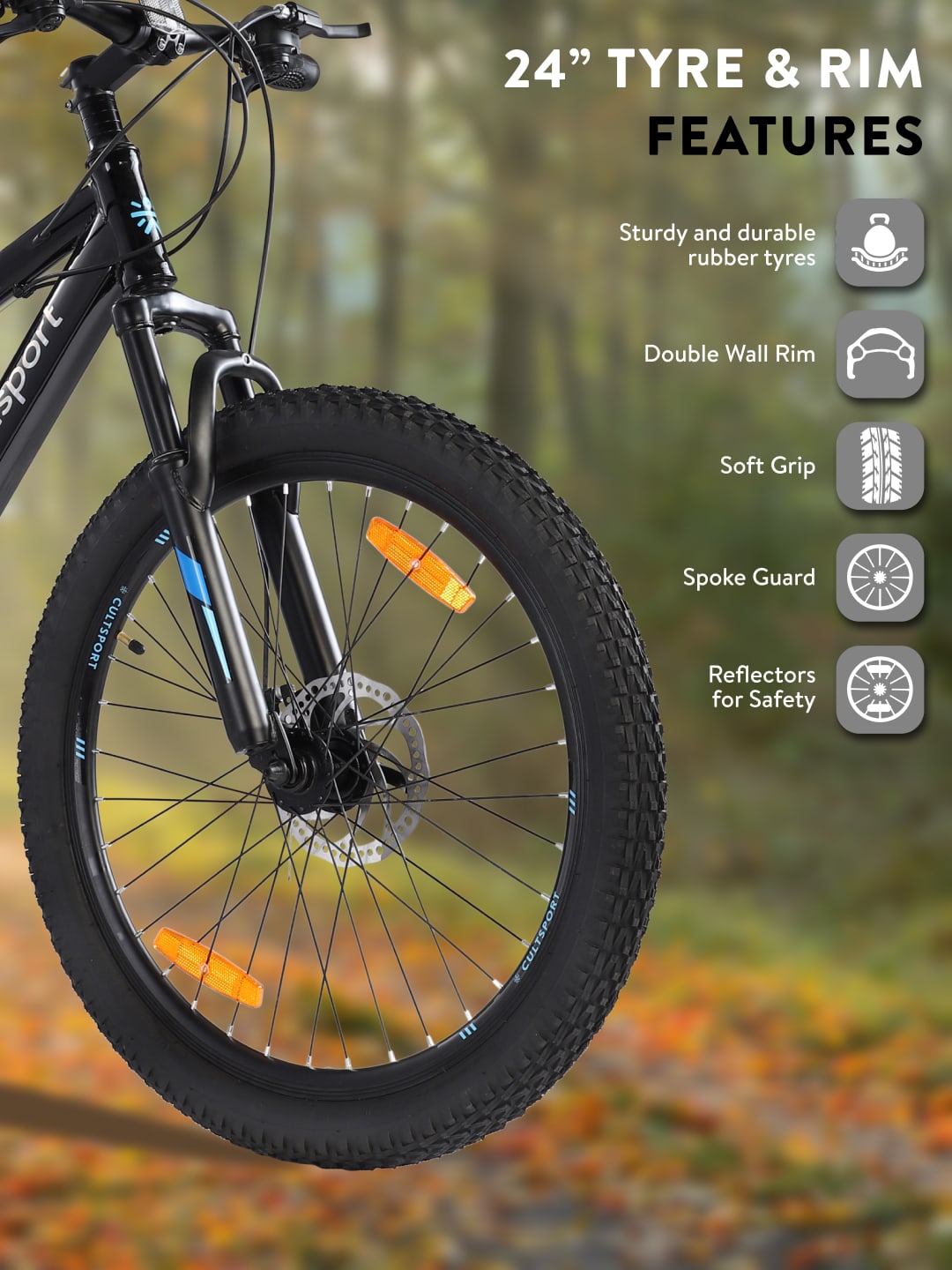 Dauntless 24T Steel Mountain Bike – 21 Speed Shimano Gear, Dual Disc Brake, Front Suspension (Black/Blue)