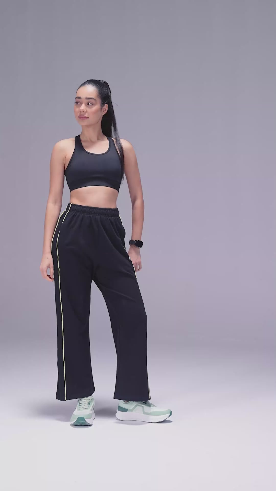 Women's Black Community Straight Trackpants