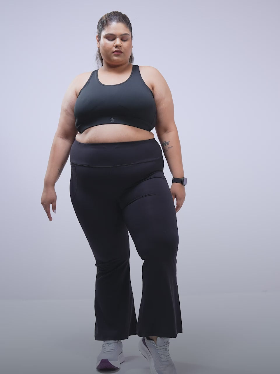 Women's Black All Format Training Plus Size Flared Pants