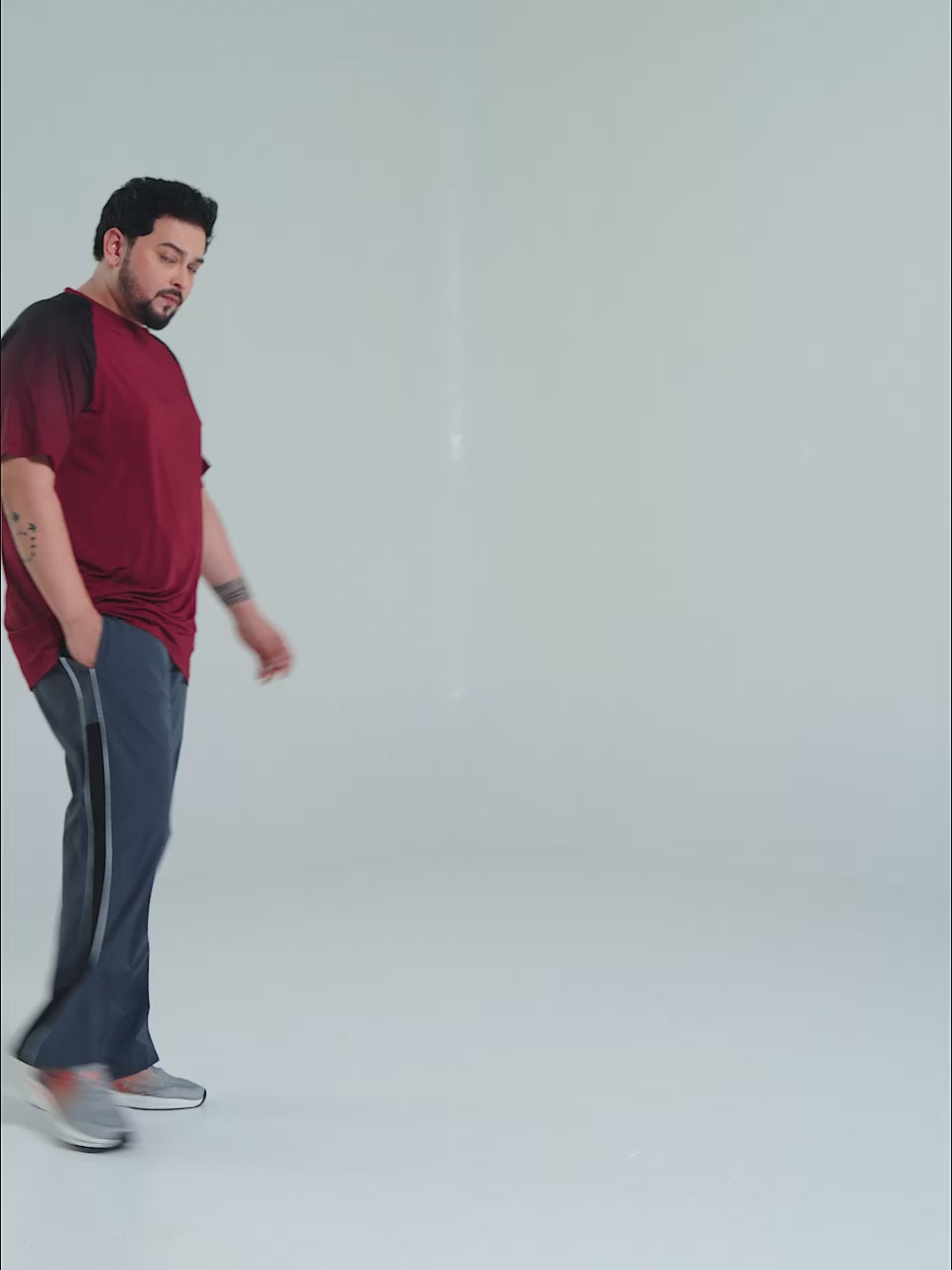 Men's Maroon Power Pop Training Plus Size T-shirt