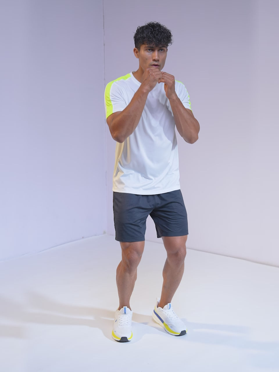 cult Men's Strion Running Shoes - White/Lime Yellow