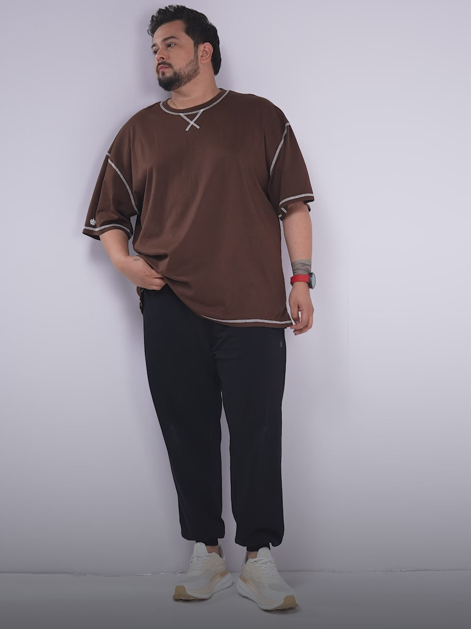 Men's Brown Play Day Plus Size Oversized fit T-shirt