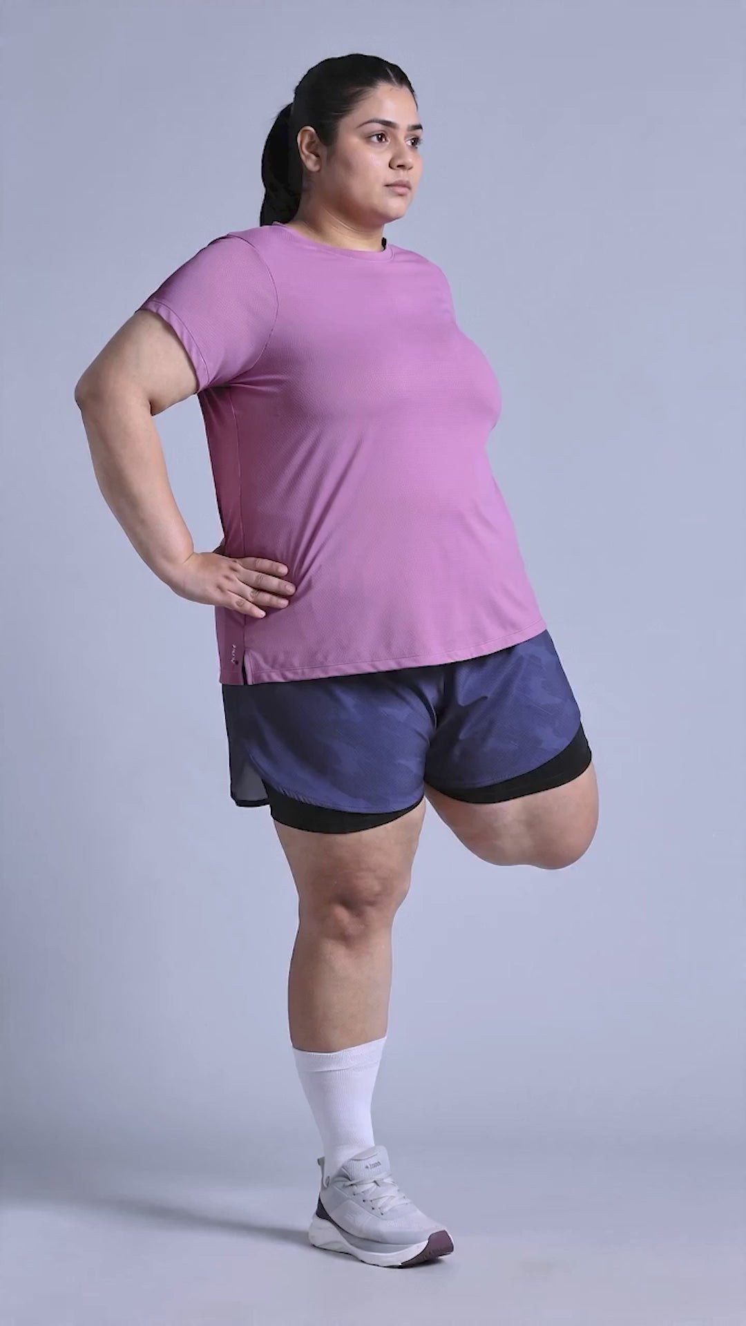 Women's Purple Training Essential Plus Size Regular Fit T-shirt