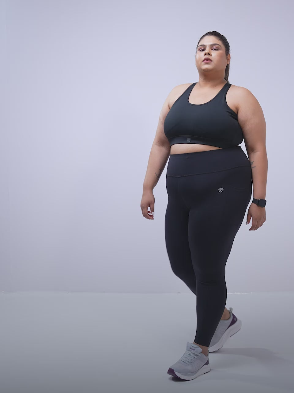 Women's Black Running Essential Plus Size Tights