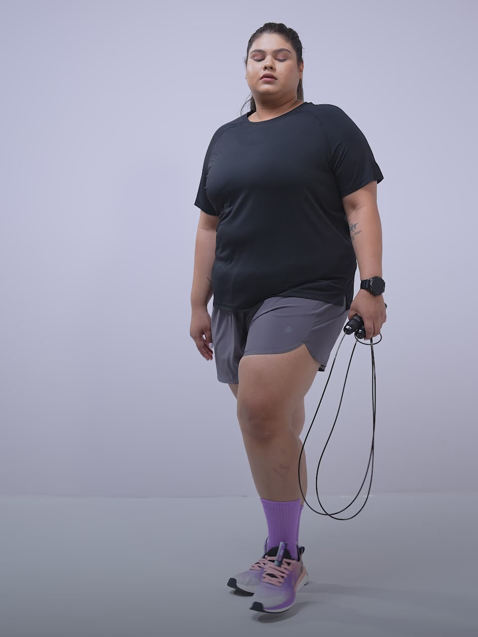 Women's Purple Running Essential Plus Size Regular Fit T-shirt