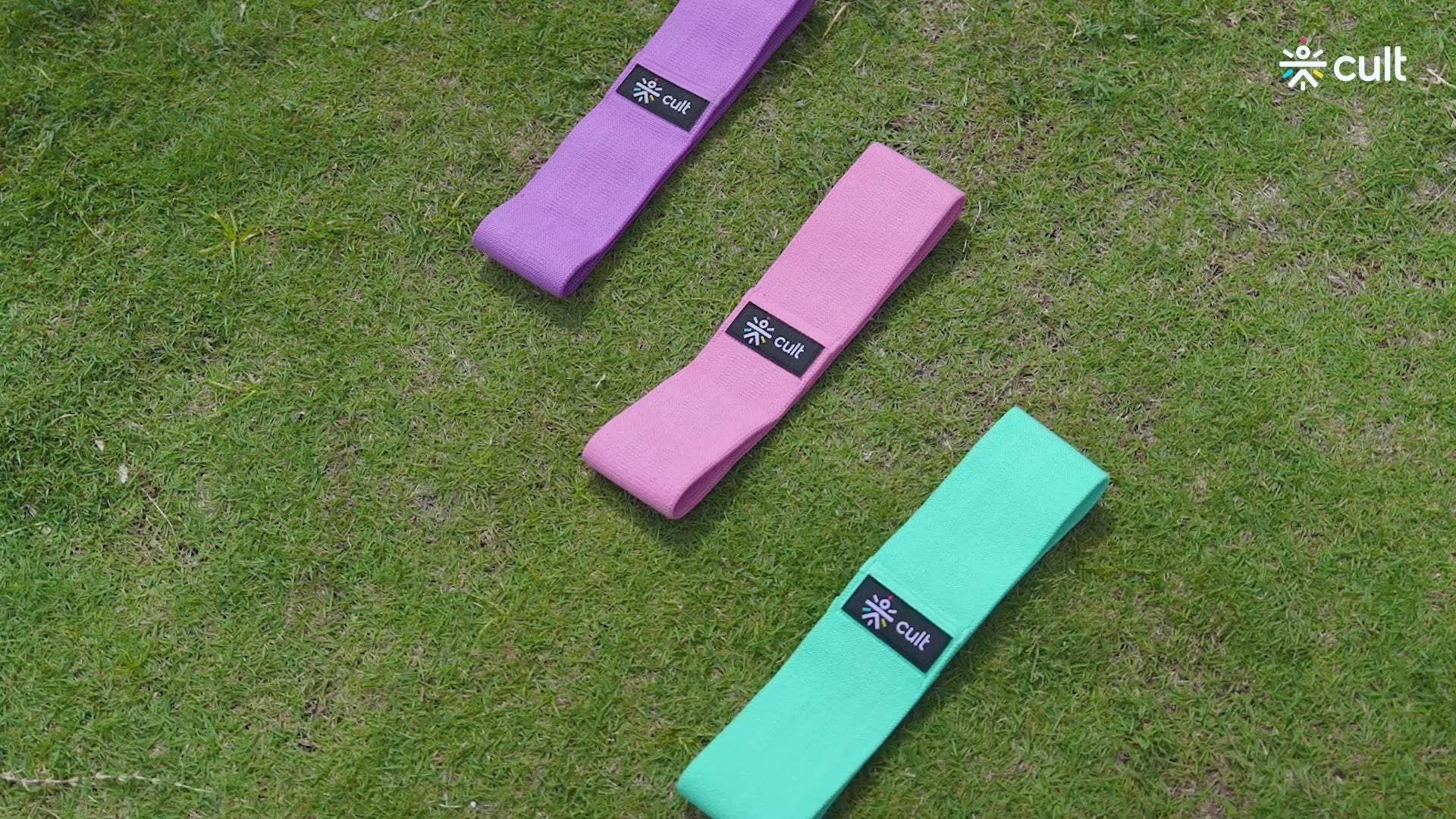 cult HIP Bands Unisex Pack of 3 (Pink,Purple & Green) Max resistance 50 LBS