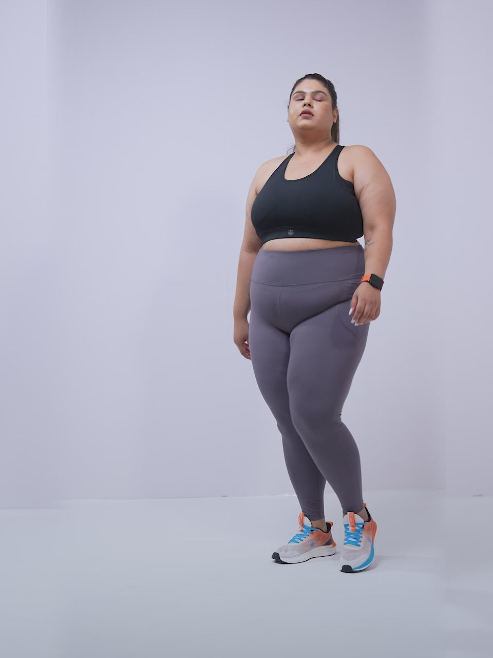 Women's Dark Grey Training Essential Plus Size Tights