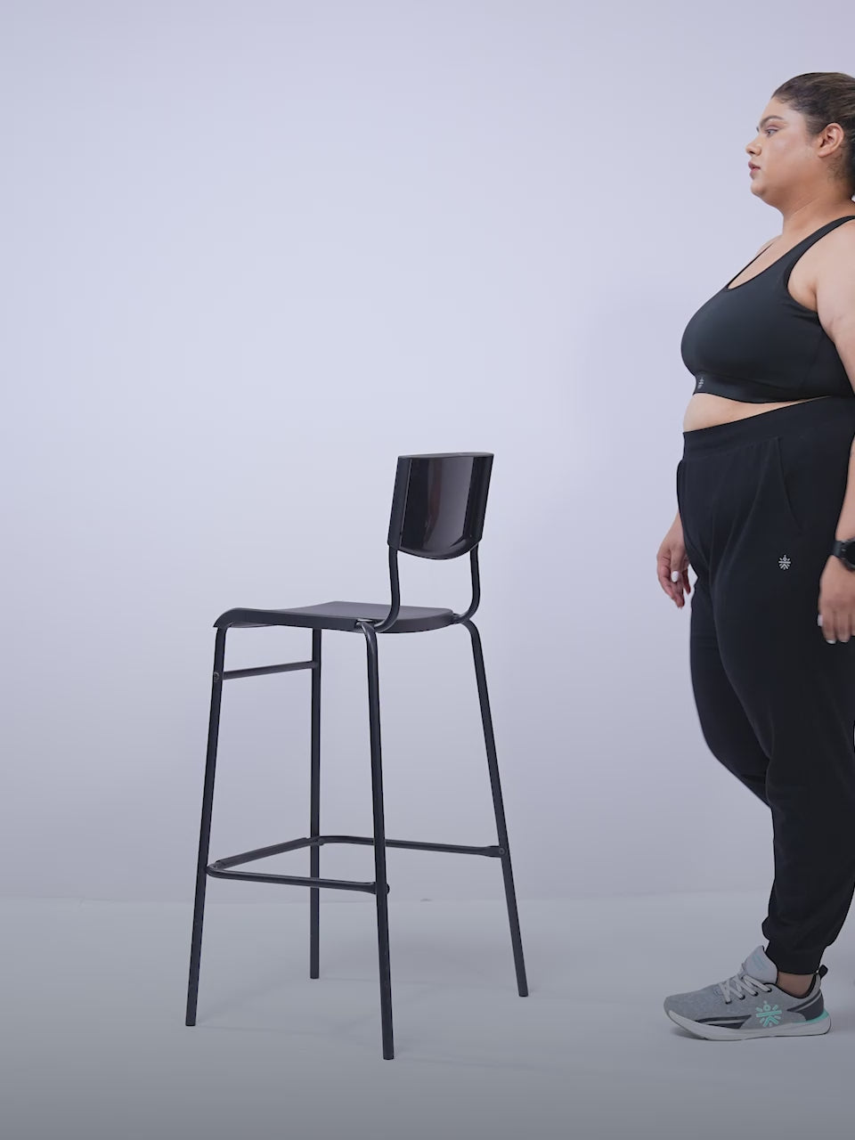 Women's Sky Black Cotton Plus Size Everyday Joggers