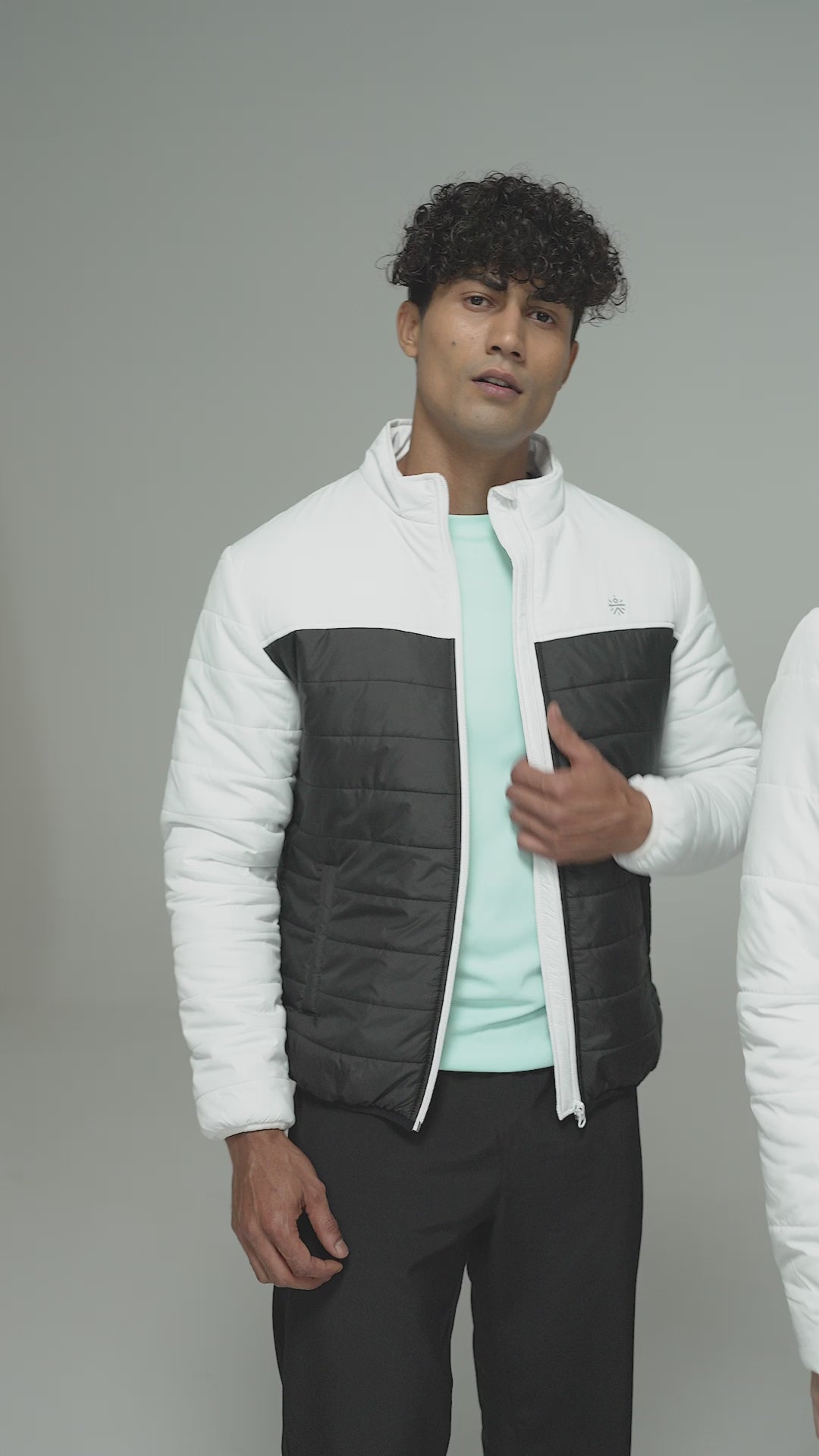 Men's Grey Multicolor Puffer Jacket