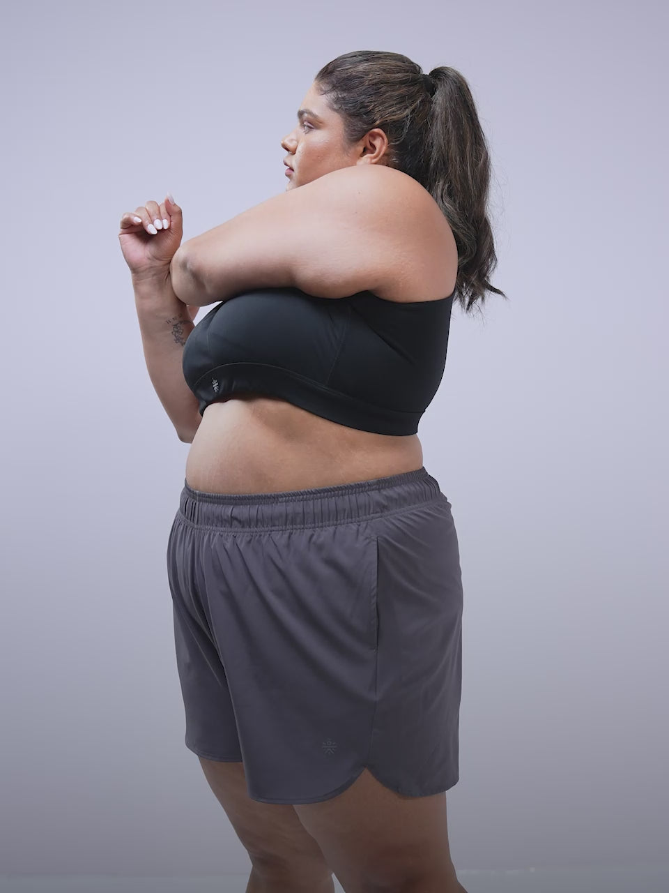 Women's Black Running Essential Plus Size Shorts