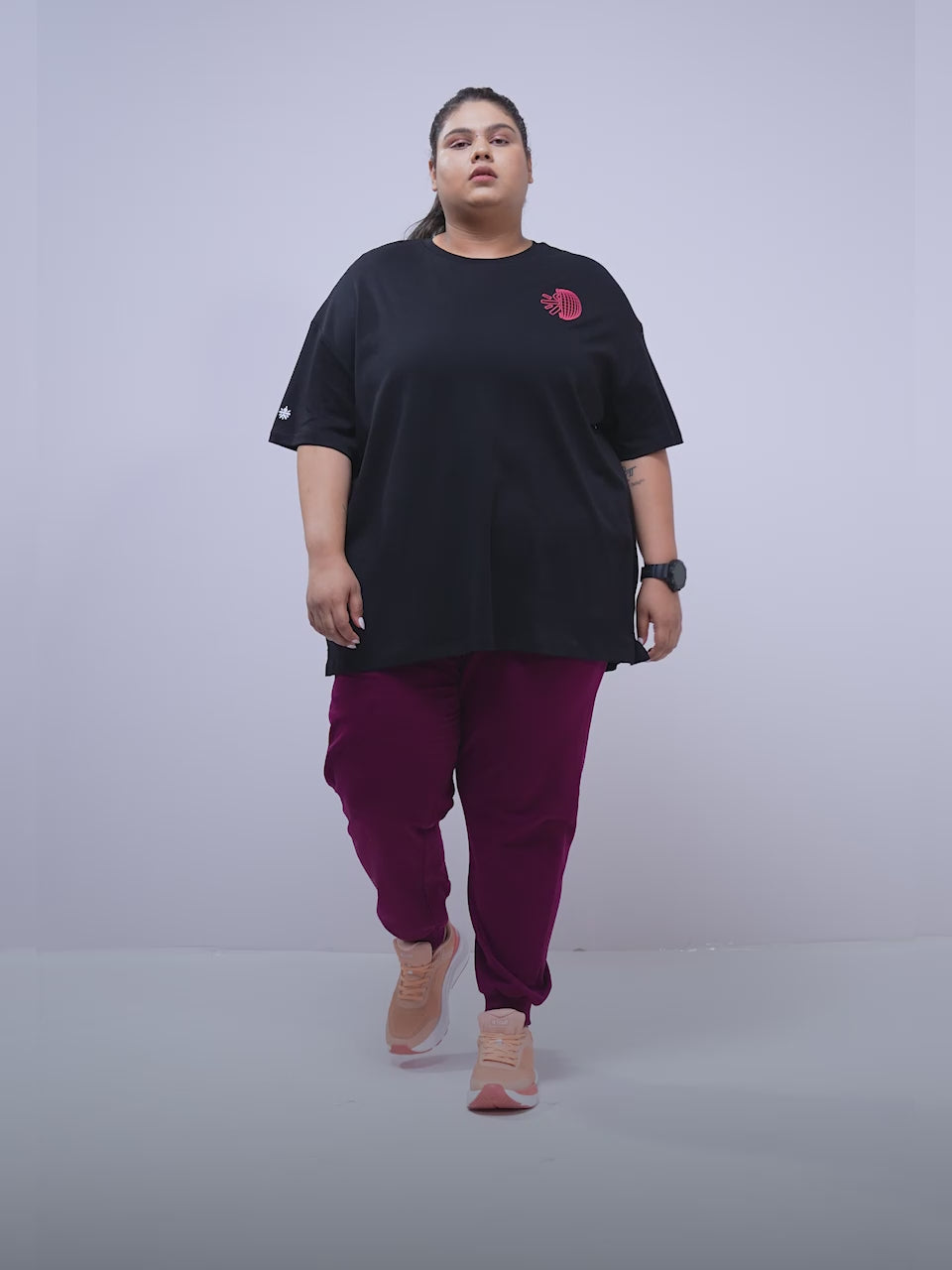 Women's Grey Cult Graphic Cotton Plus Size Oversized Fit T-shirt