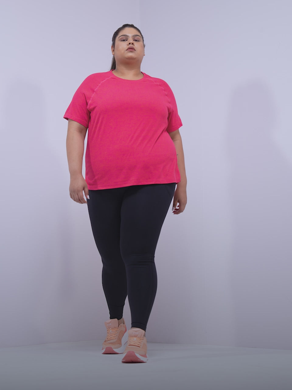 Women's Pink Flex Plus Size COMFORtech Regular Fit T-shirt