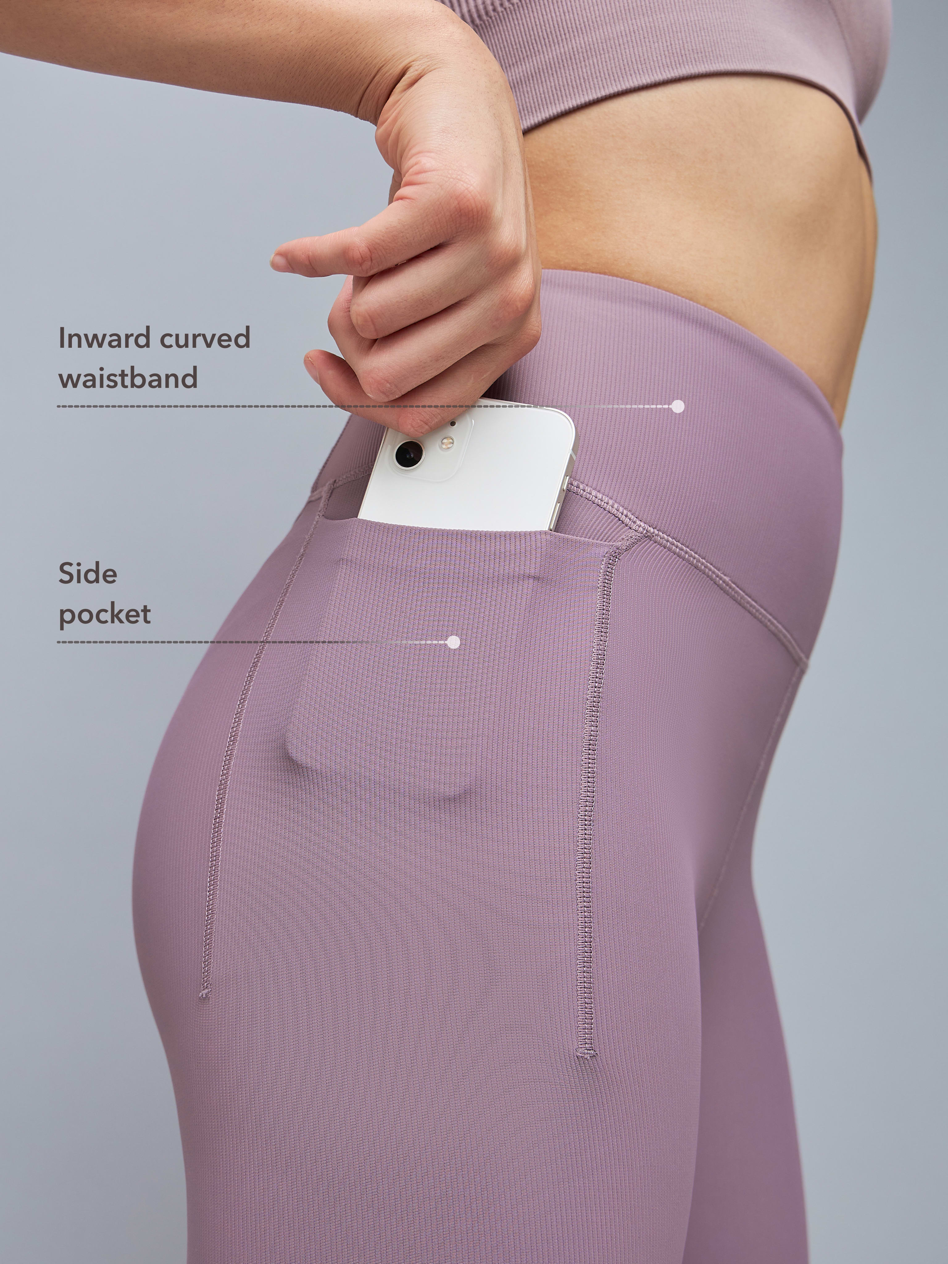 Solid High Waist Tights with Side Pocket