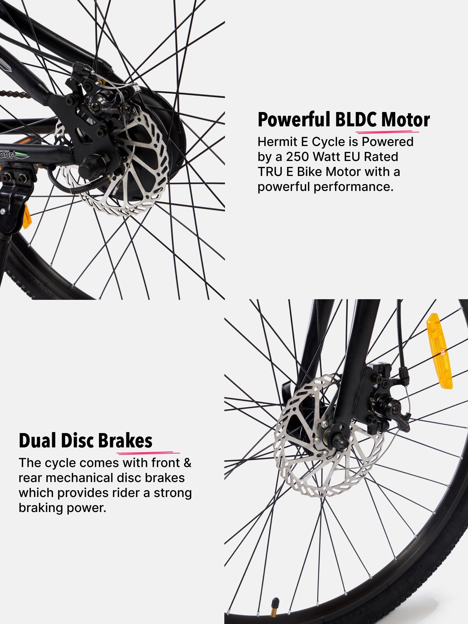 Hermit 27.5T Black with 3.5hrs Fast Charge, Cycling Event, BLDC Motor 27.5 inches Single Speed Lithium-ion (Li-ion) Electric Cycle, Ideal for Unisex, 15+ Years