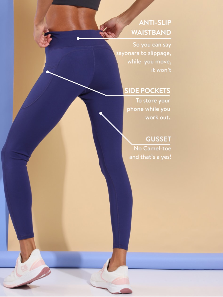 AbsoluteFit Essential Navy Tights With Pockets