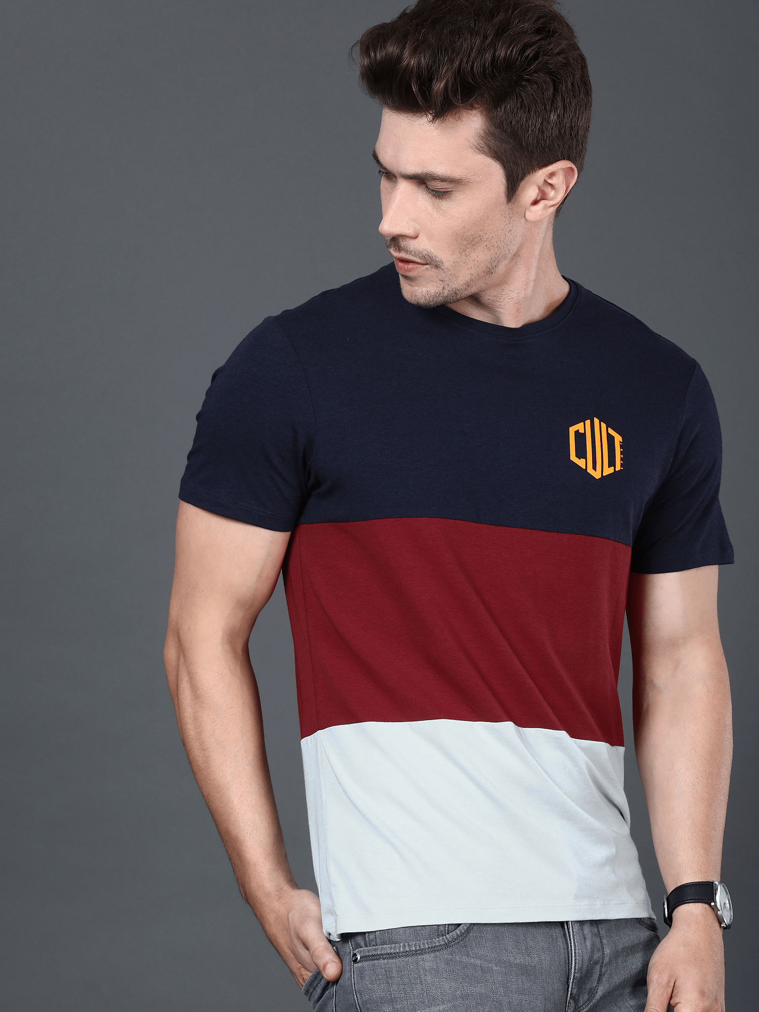 Bamboo Snug Navy Burgundy Casual Tee