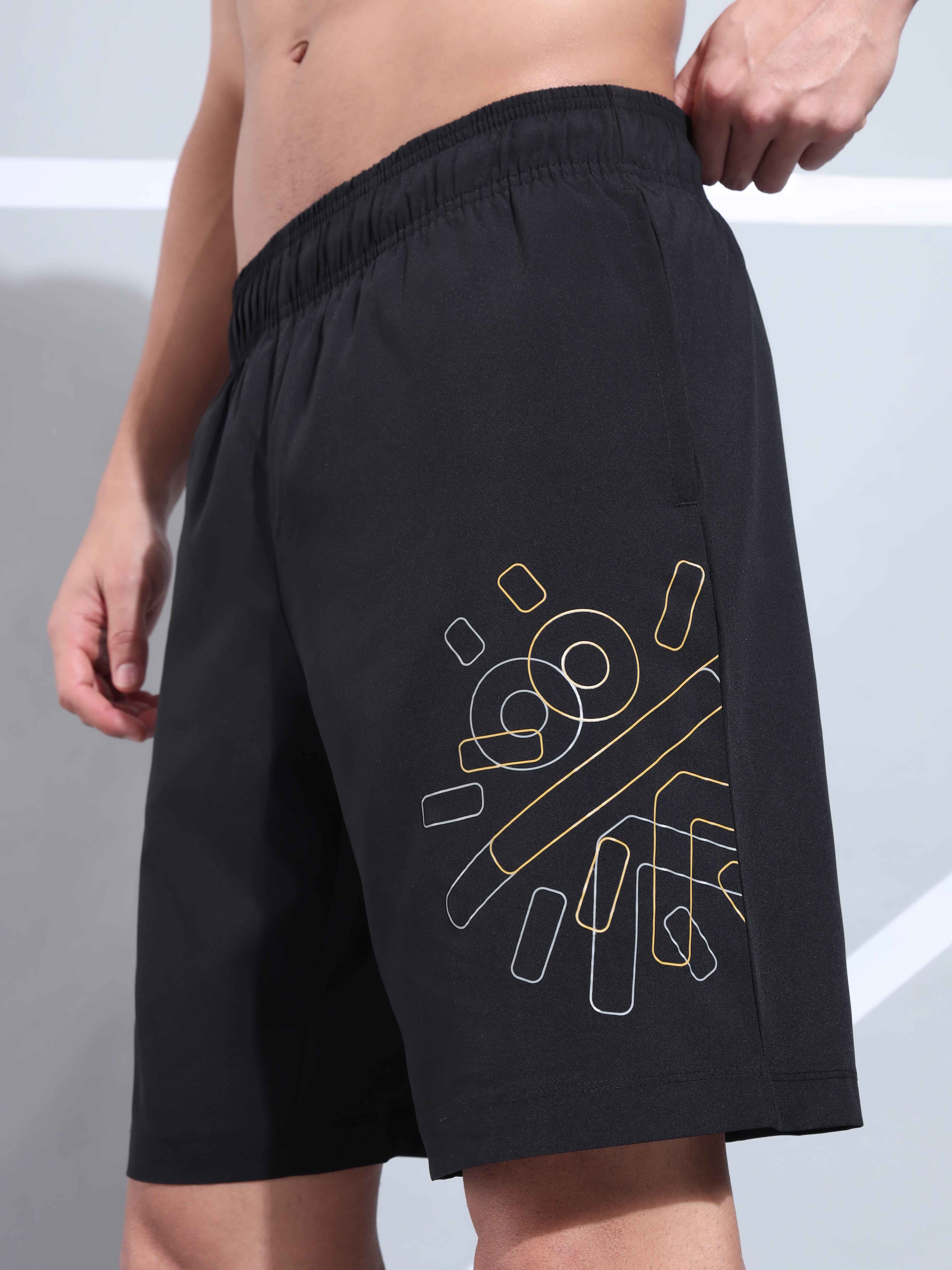 Solid Performance Shorts with Logo Print