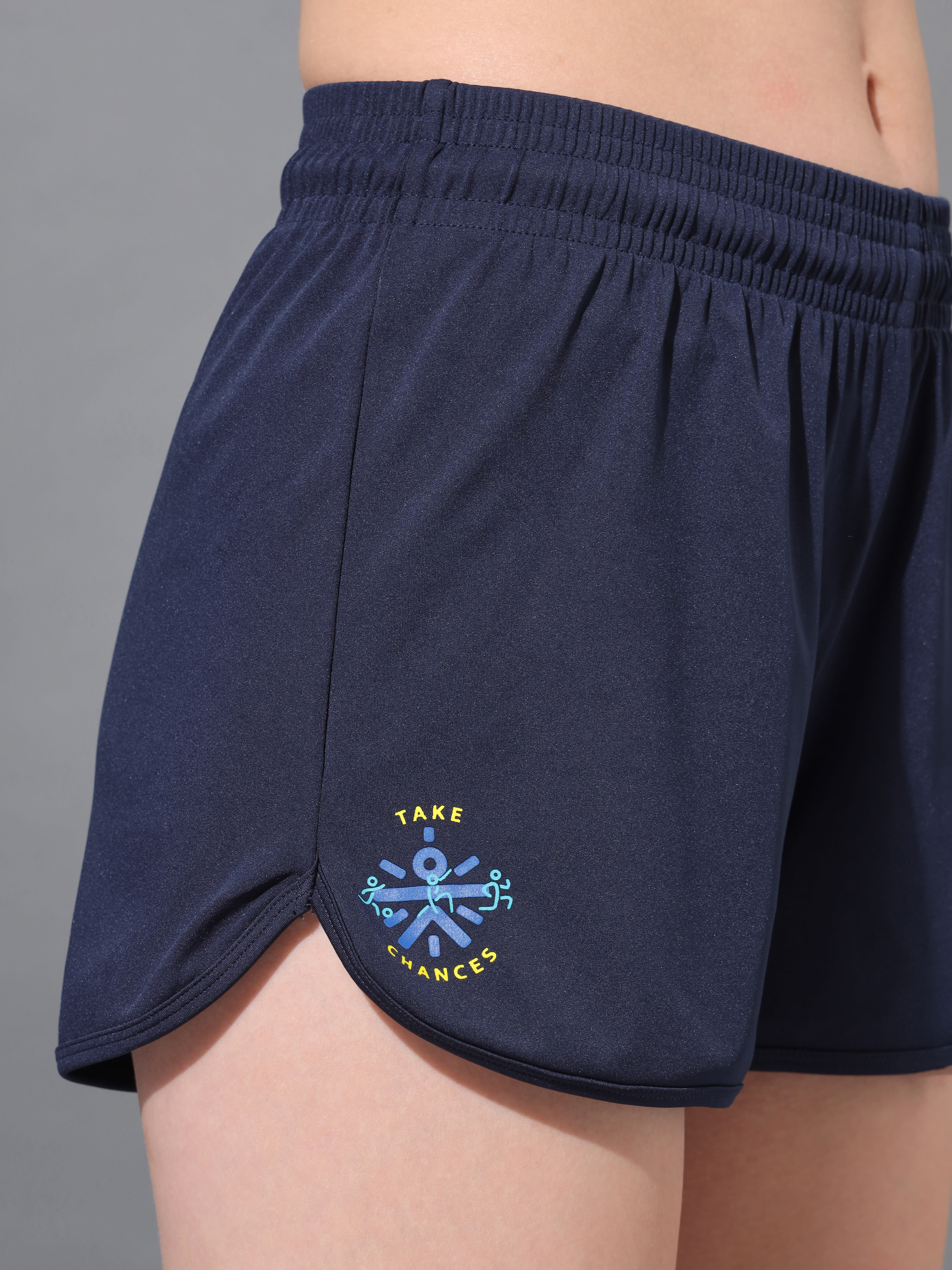 Solid Shorts with Graphic Print