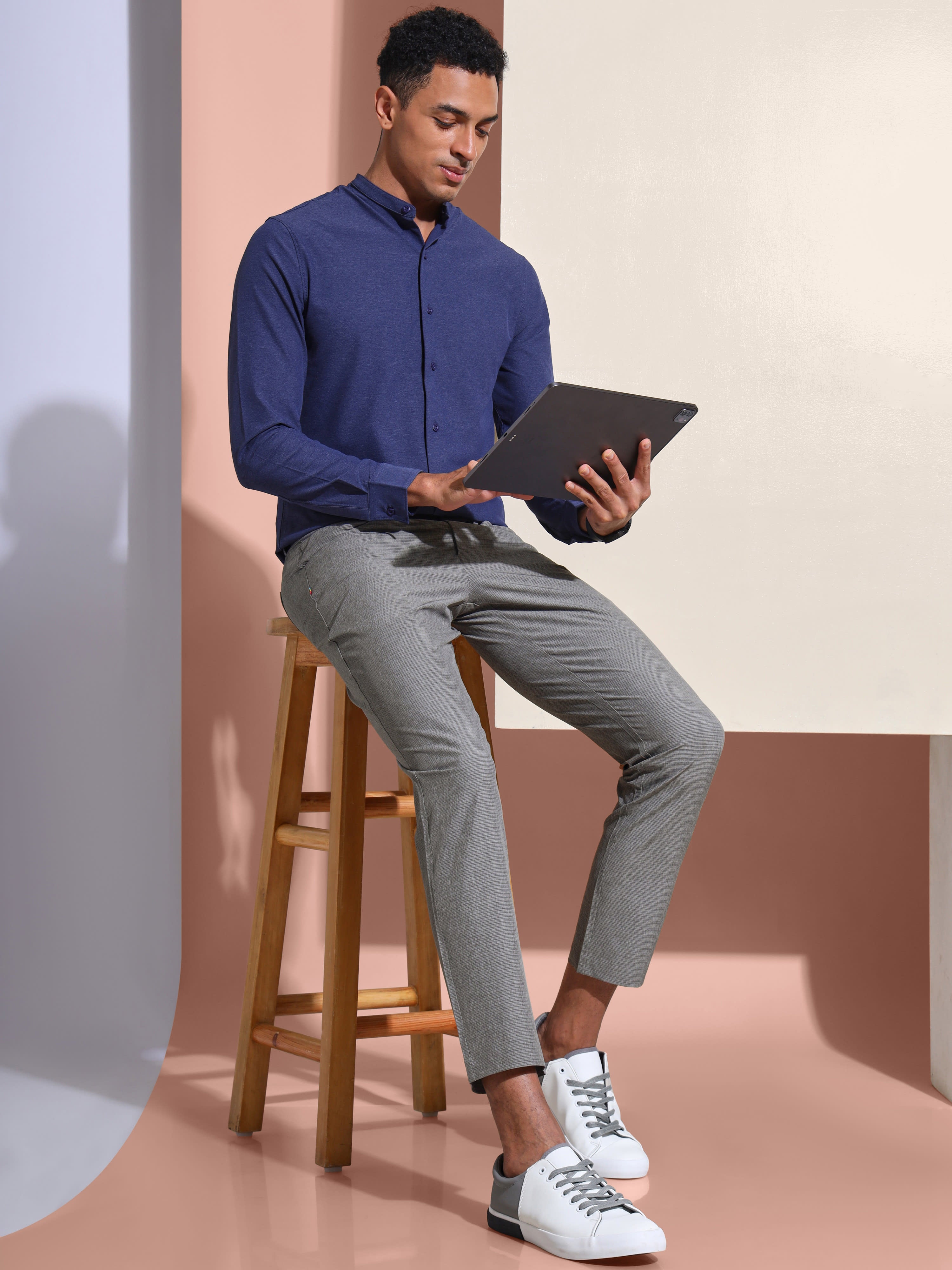 Striped 4 Way Stretch Pants with Coin Pocket