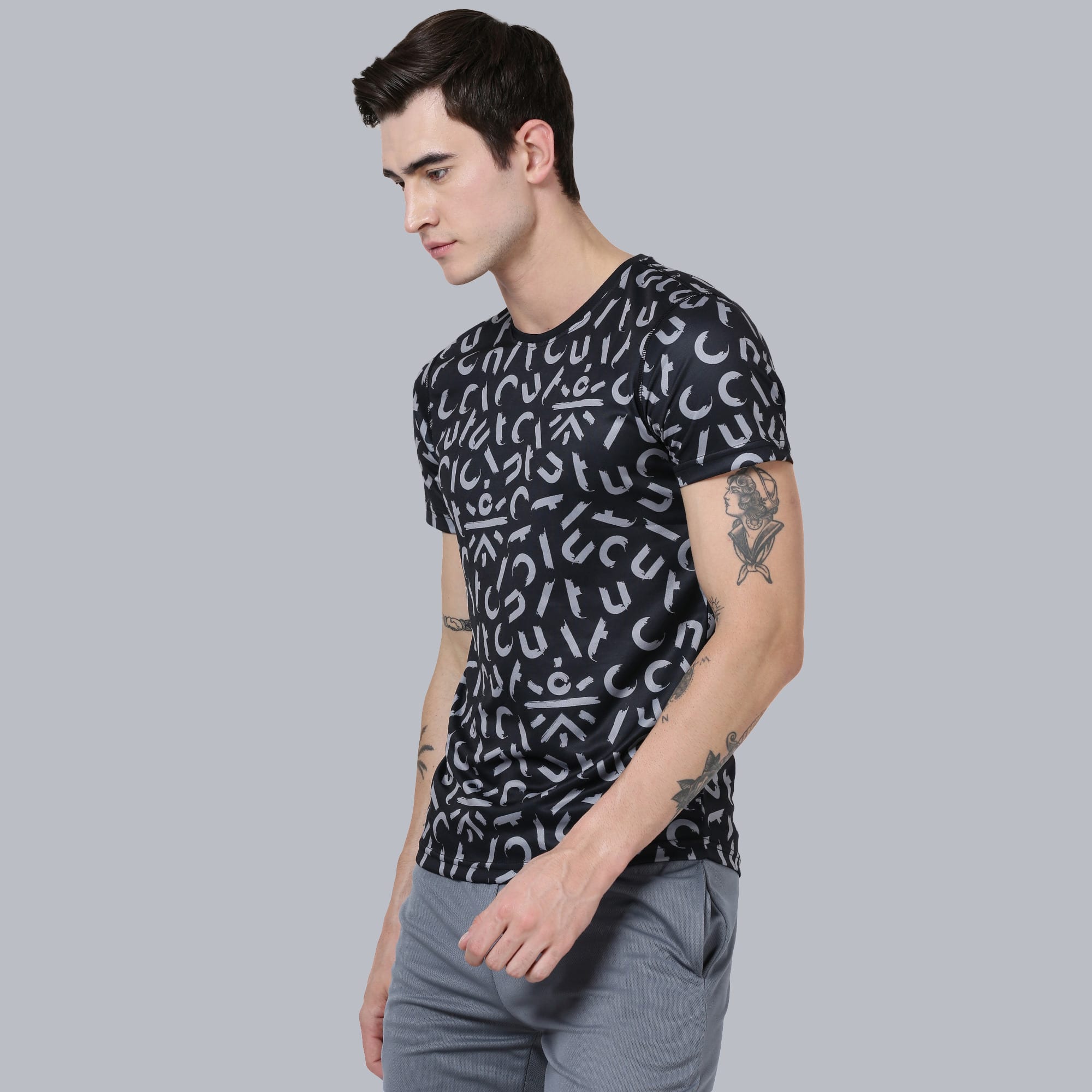 Code Alphabet Black Running Tee