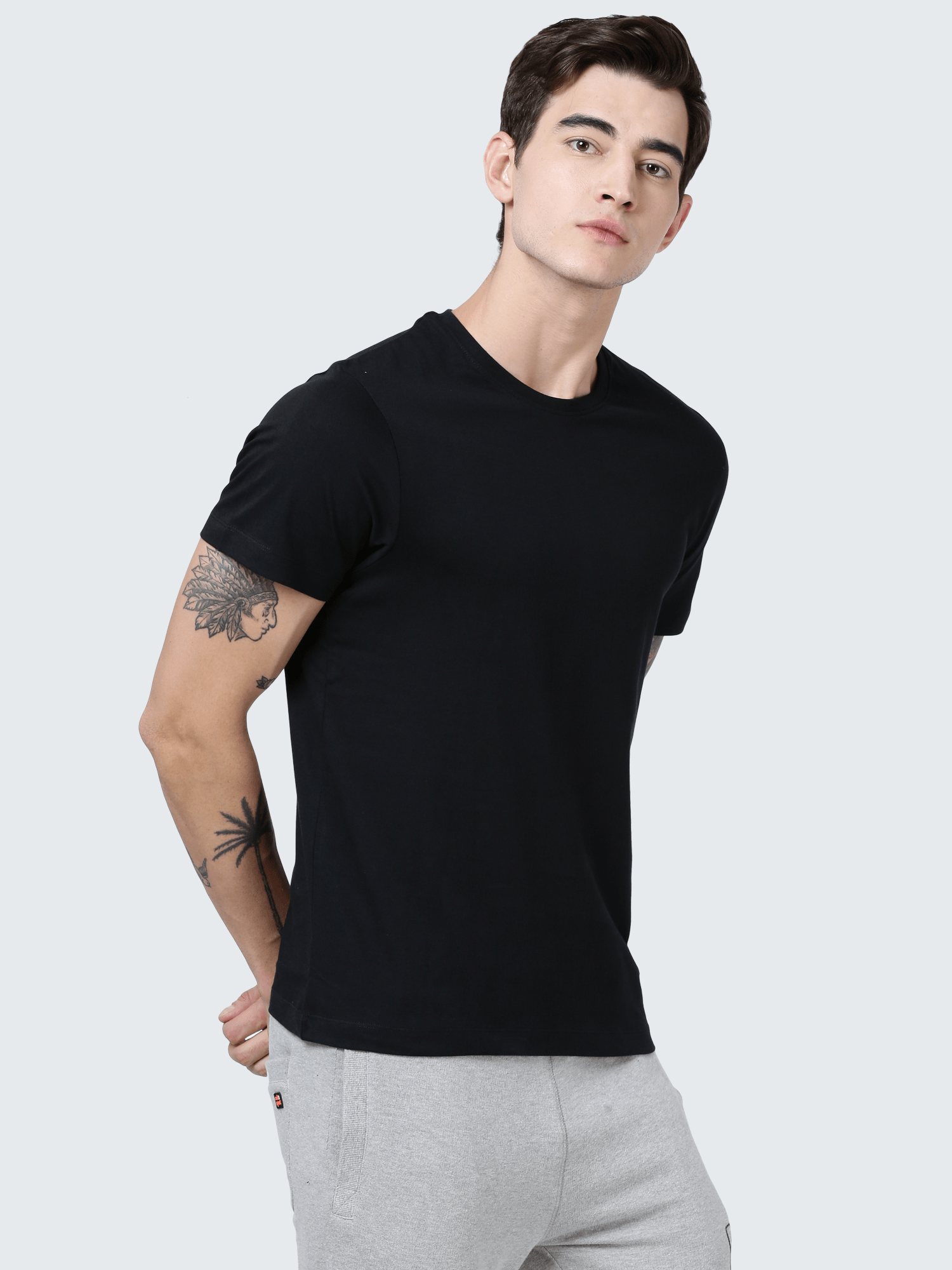 Everydays Row Black Cotton Tee