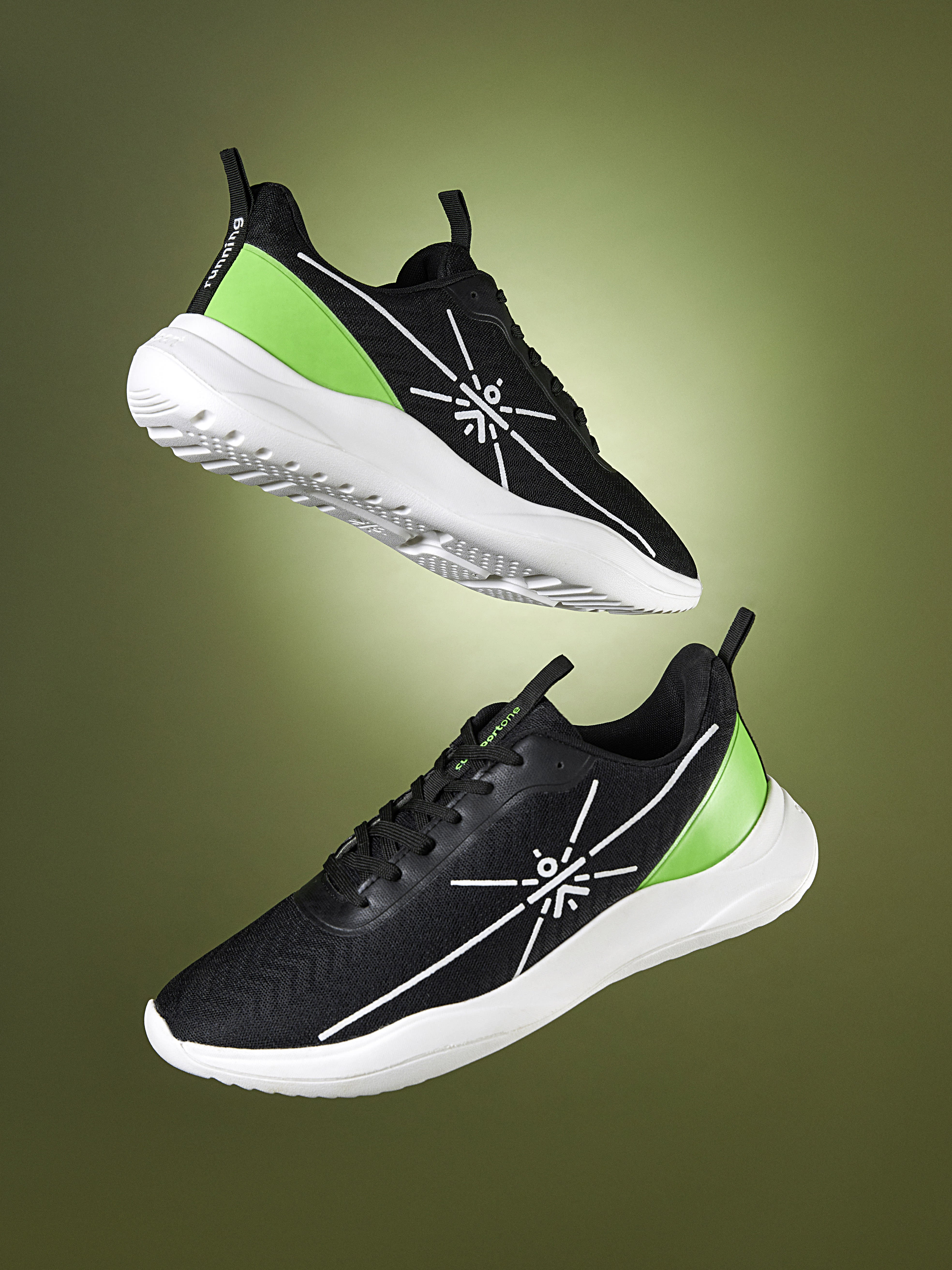 cult Racer Men Running Shoes - Black/Lime Green
