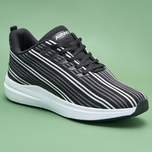 Avant Men's Bi-Strip Running Shoes - Black/White