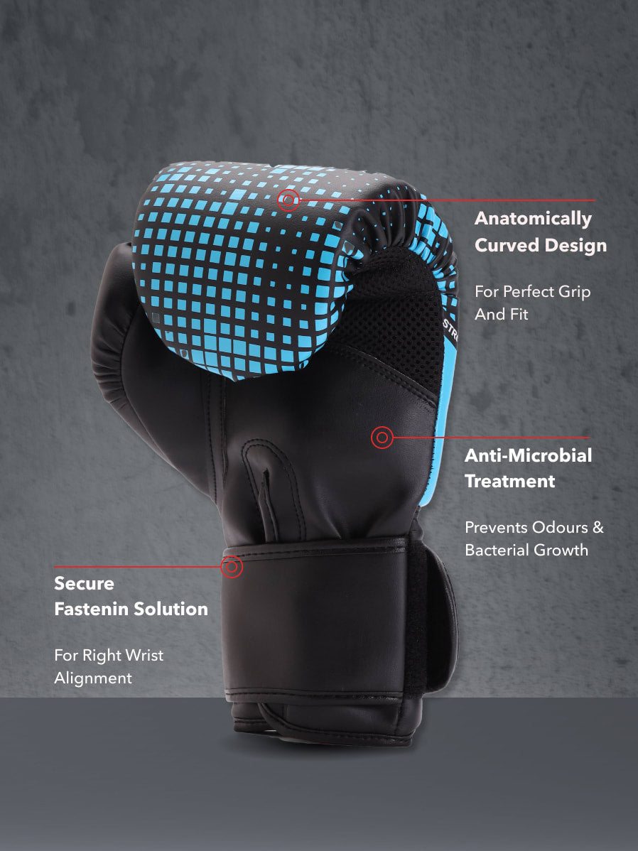 cult PVC Boxing Gloves for Men & Women Foam Padding Thickness 25 mm Punching Bag Gloves for Boxing, Training, Kickboxing, Muay Thai, MMA Black Blue