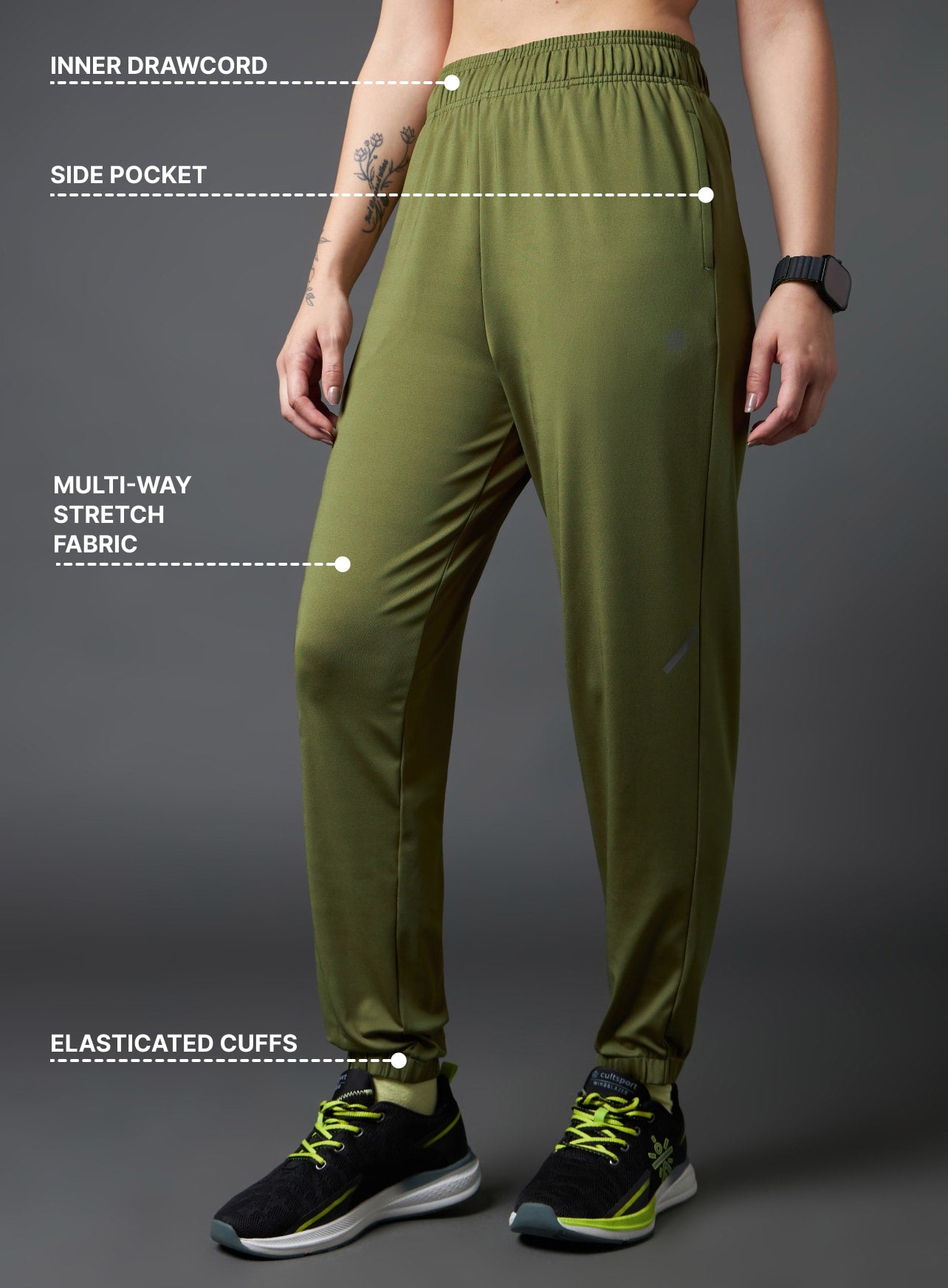Women's Olive Iconic Running Joggers