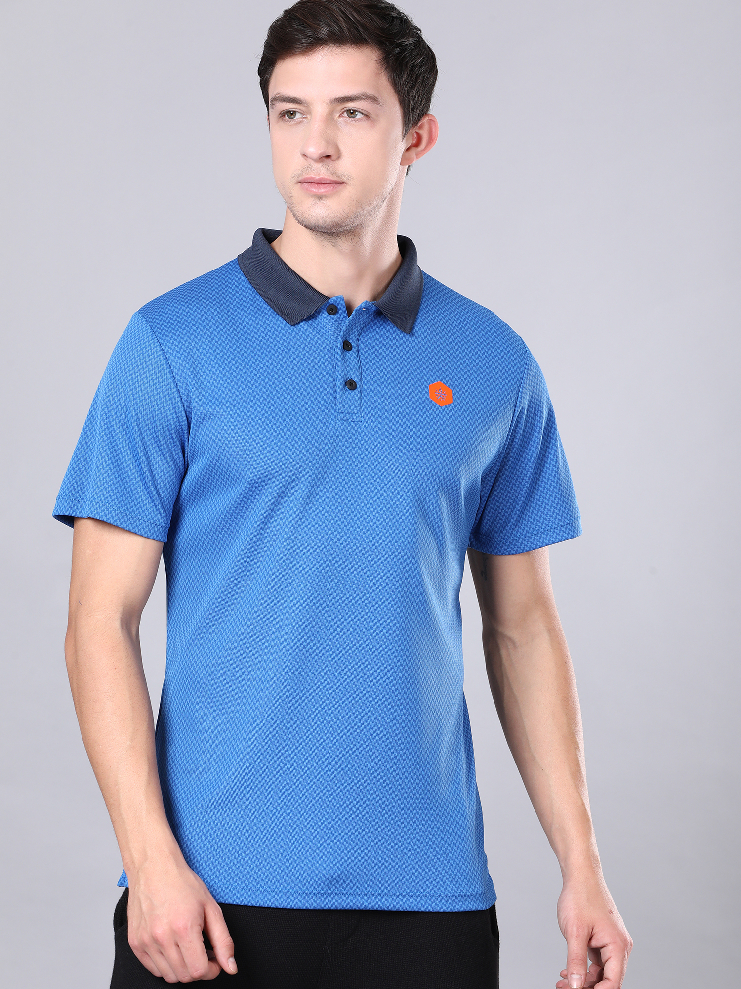 Signature Micro Prints Blue Polo