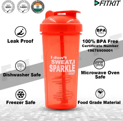 Fitkit FKSB11 Classic 700 ml Shaker (Pack of 1, Orange)