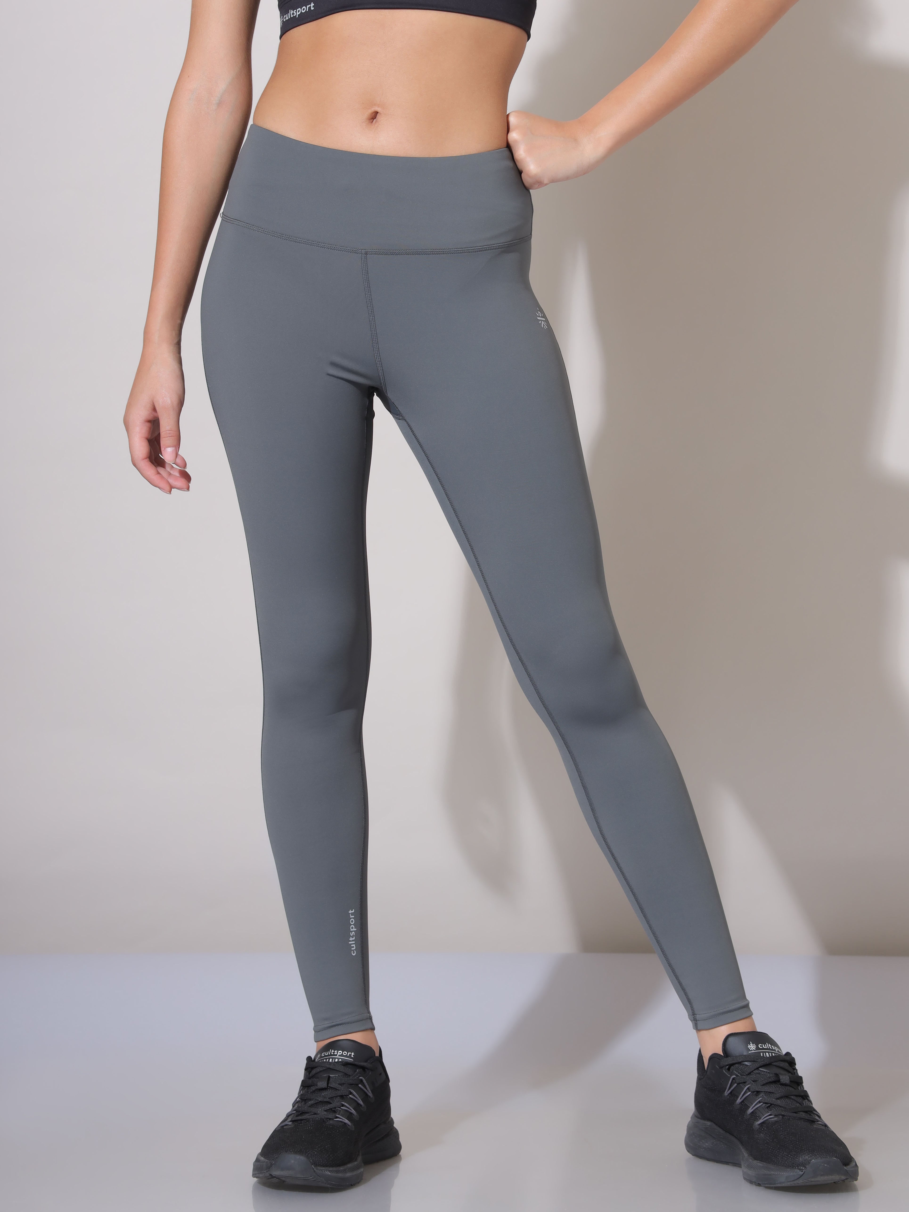 Grey Absolute Fit Solid Workout Tights