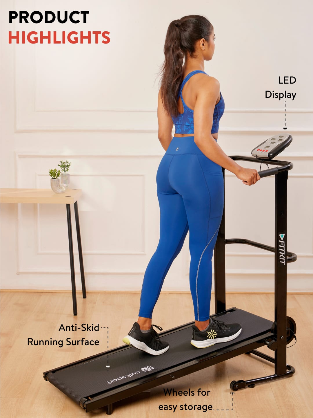 FK90 Manual Treadmill with LED Display | Max Weight-110kg (with 6 Months extended warranty)