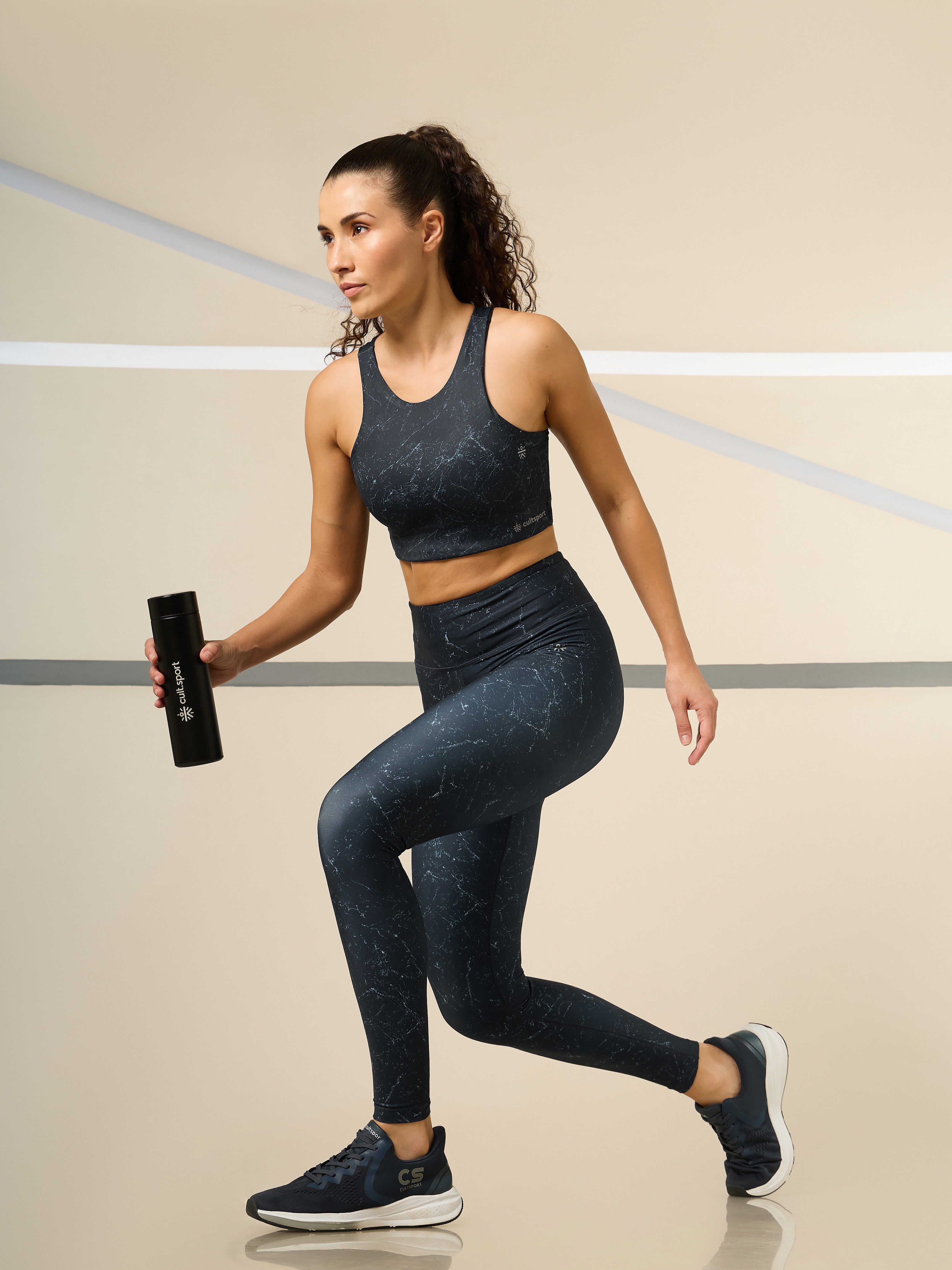 Absolute Fit Teal Marble All Over Print Tights