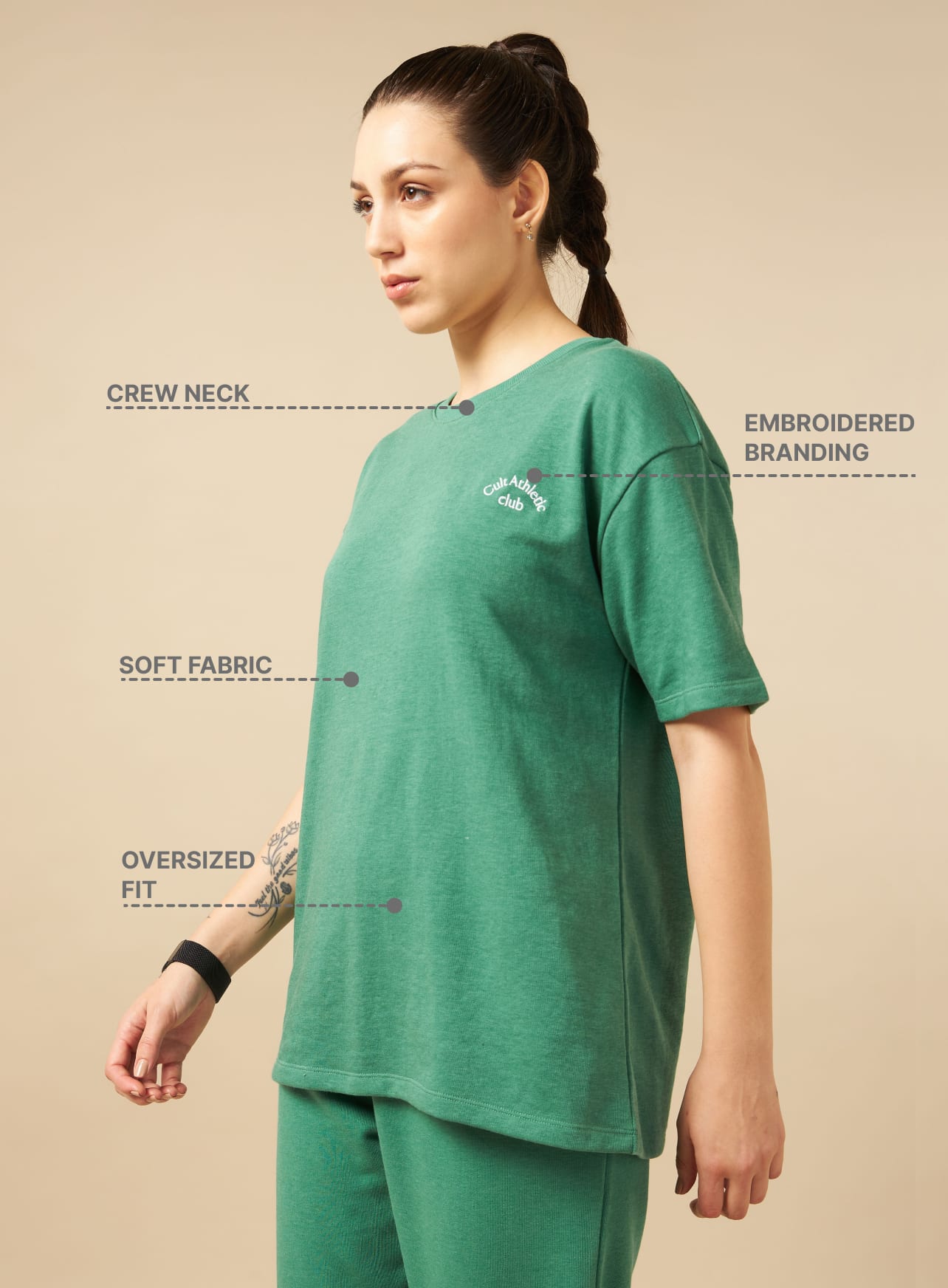 Cult Athletic Club Women Green T-shirt