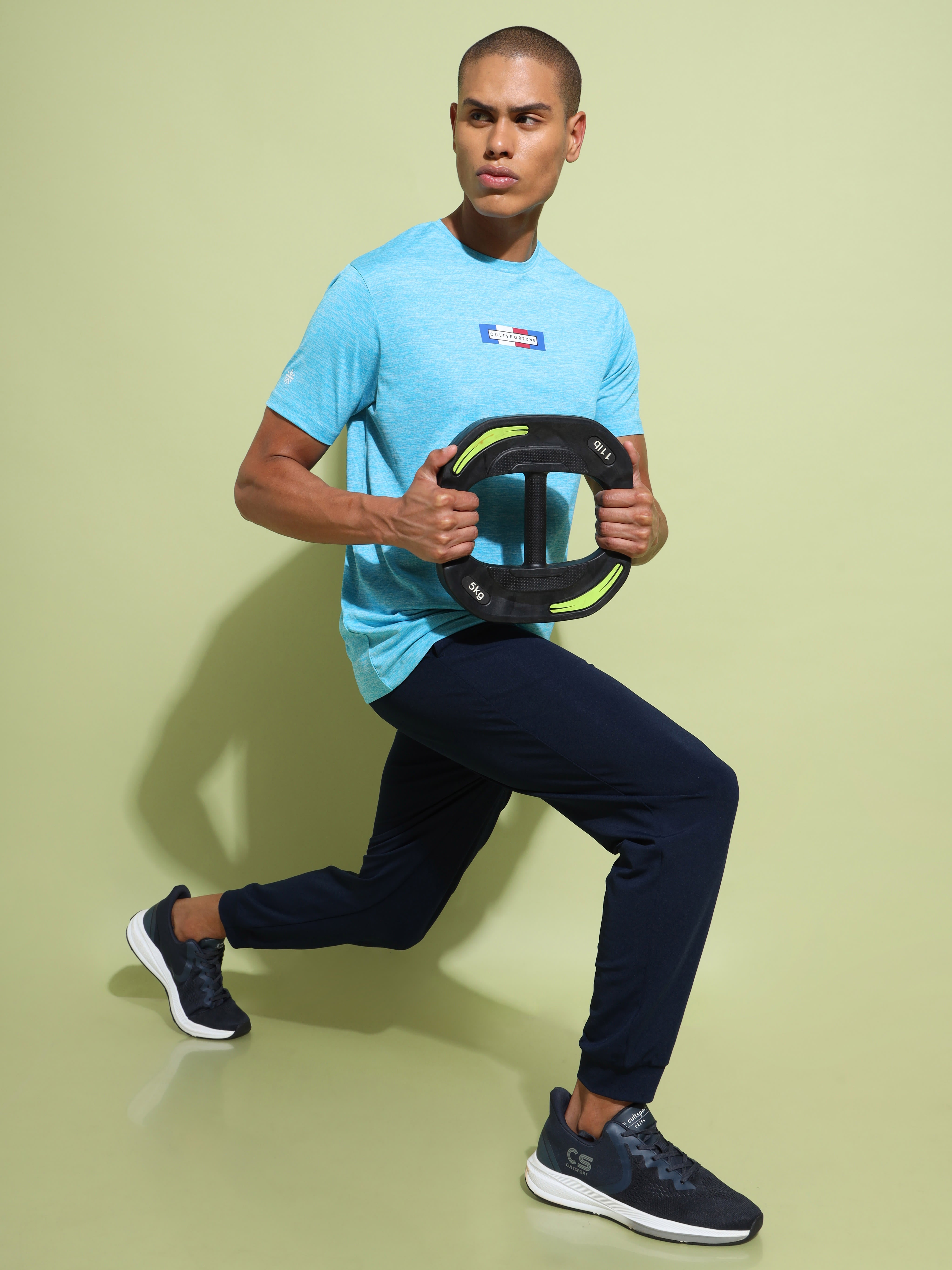 Melange Workout T-shirt with Graphic Print