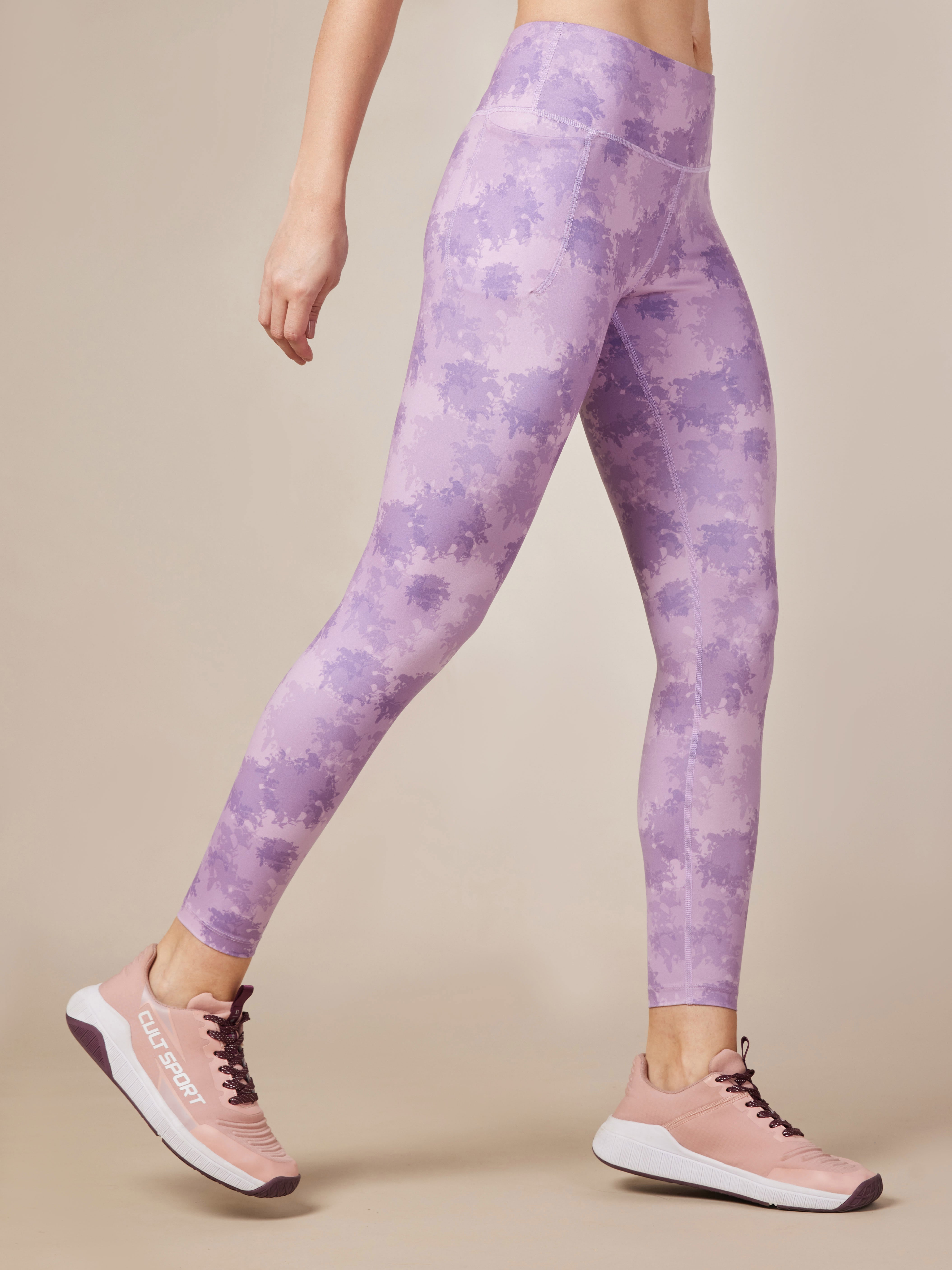 Purple Printed Performance Tights