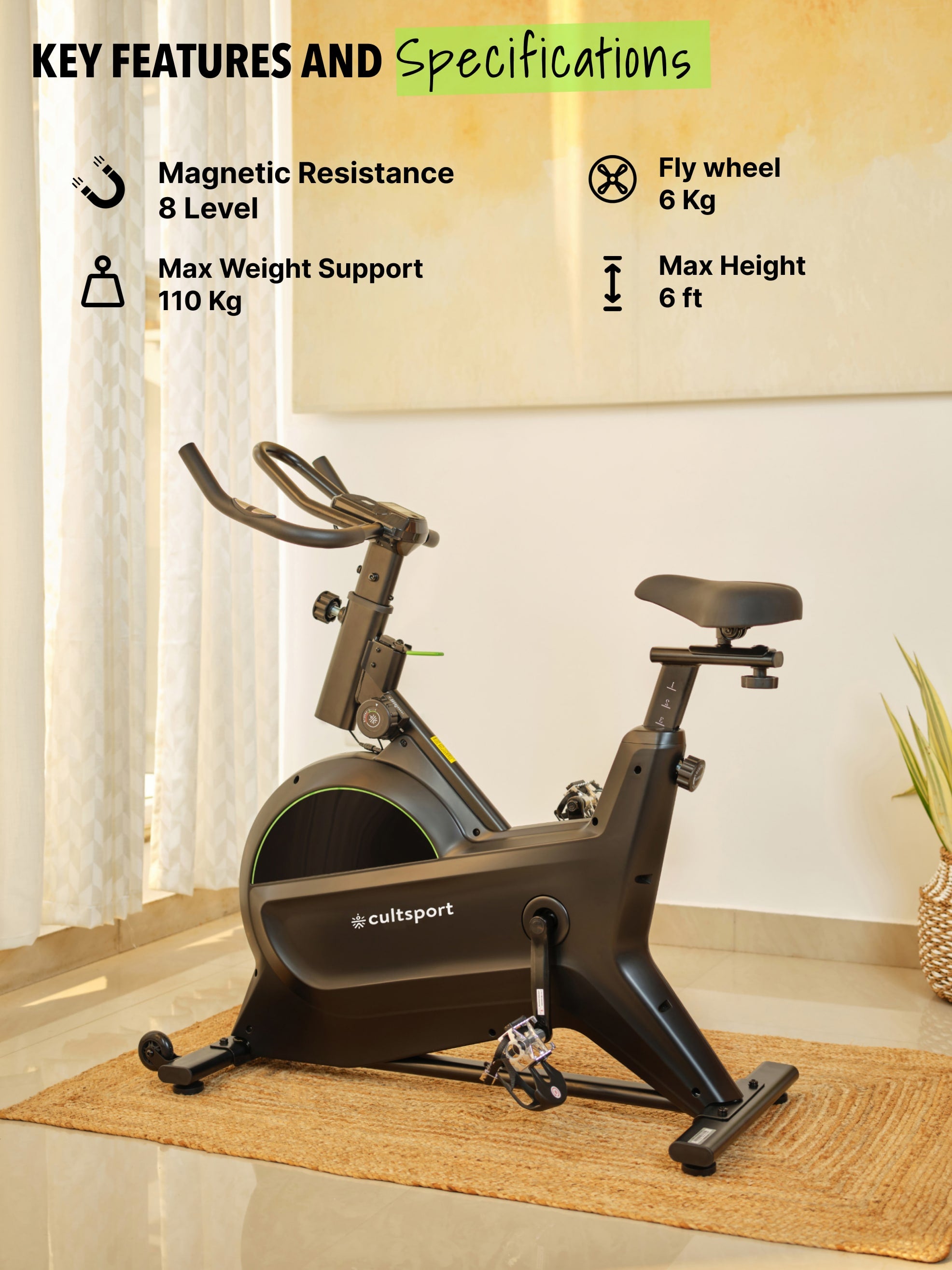 Smartbike c1: Spin bike with 8-level magnetic resistance (with 6 months extended warranty)
