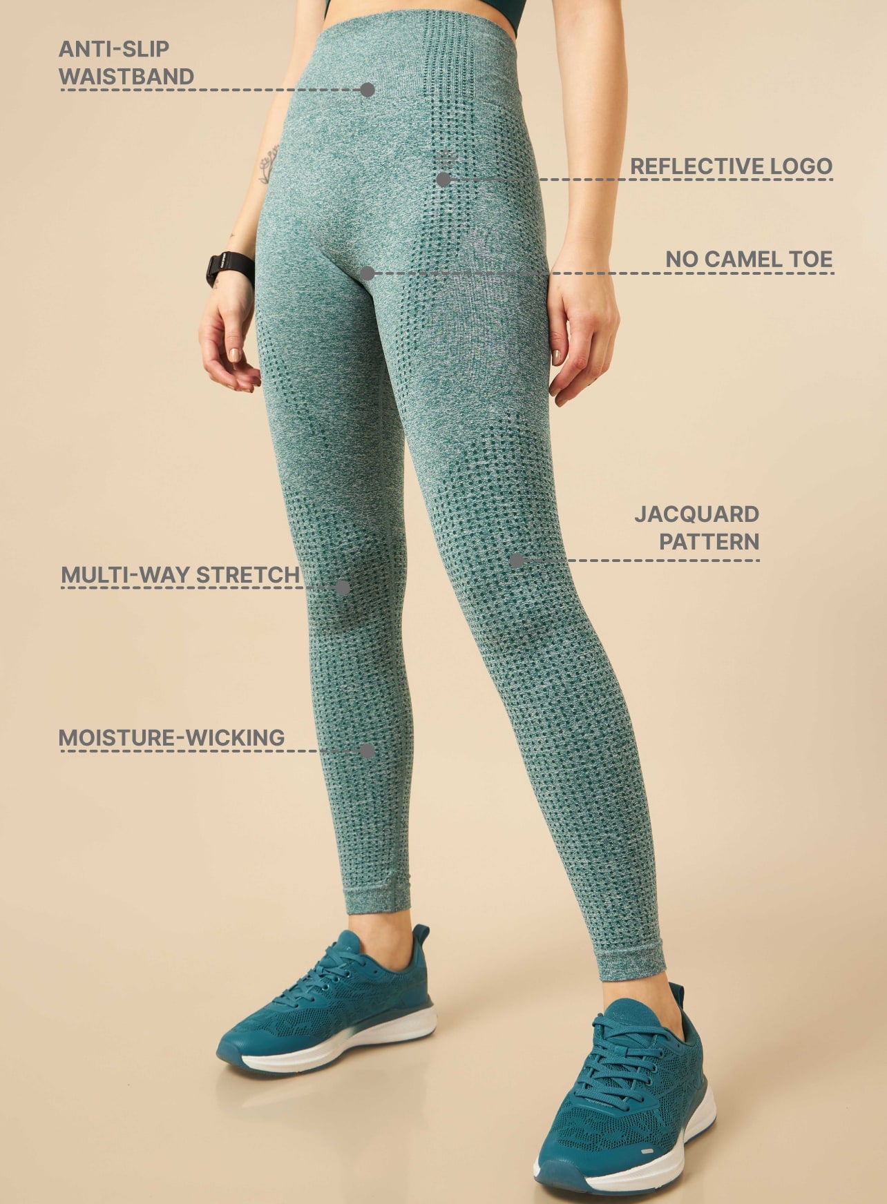 Green Seamless Sports Tights